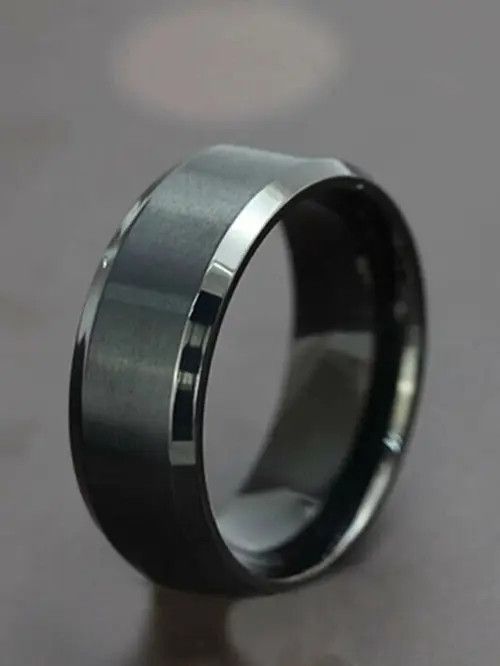 Ring Of Fire Retro Punk Vintage Stainless Steel Ring Black Frosted Size ONE SIZE - 1 Thumbnail