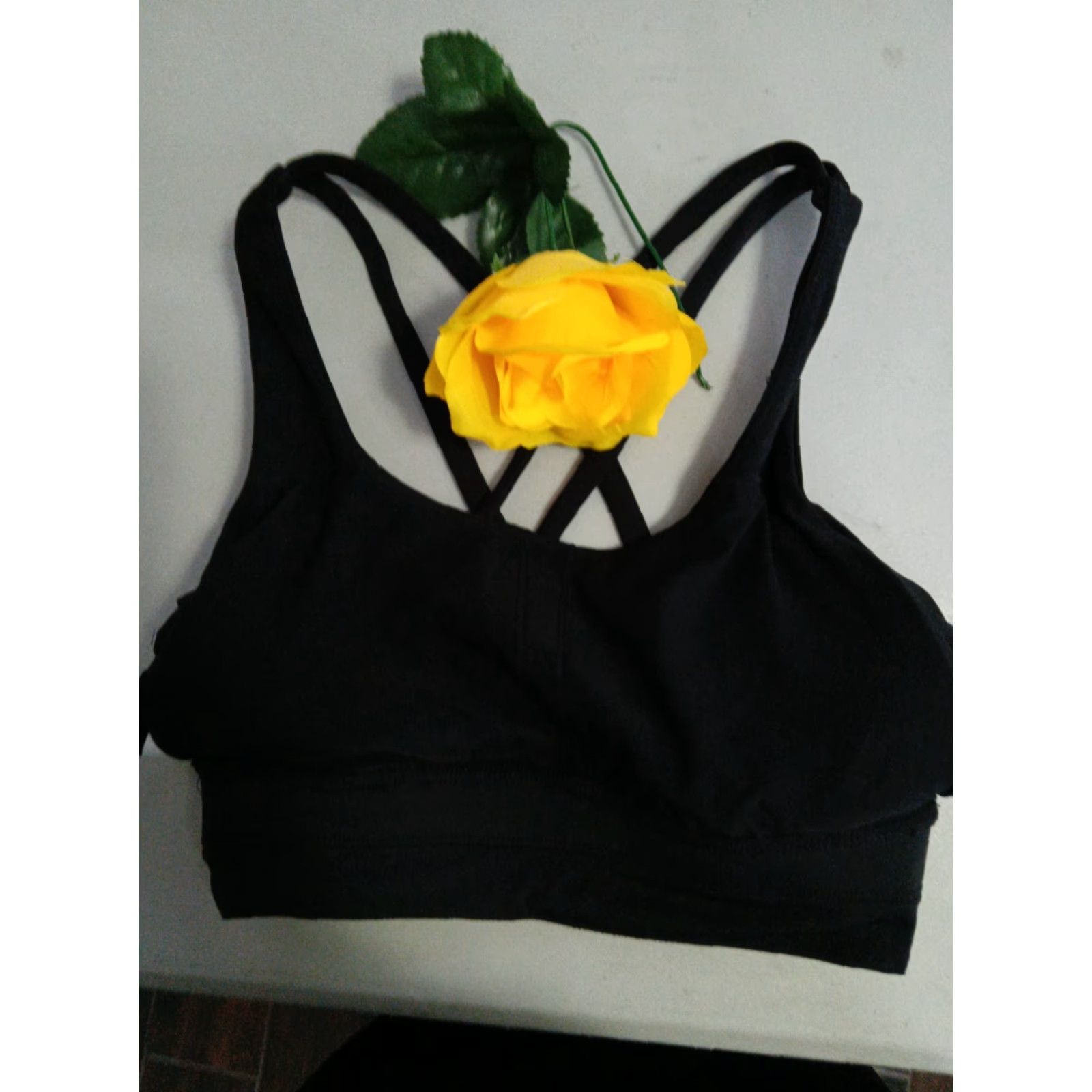 Avia VINTAGE Avia High Sports Bra Women's XS Black Crossback Moisture Wicking Sports Bra 0-2 Size ONE SIZE - 6 Thumbnail