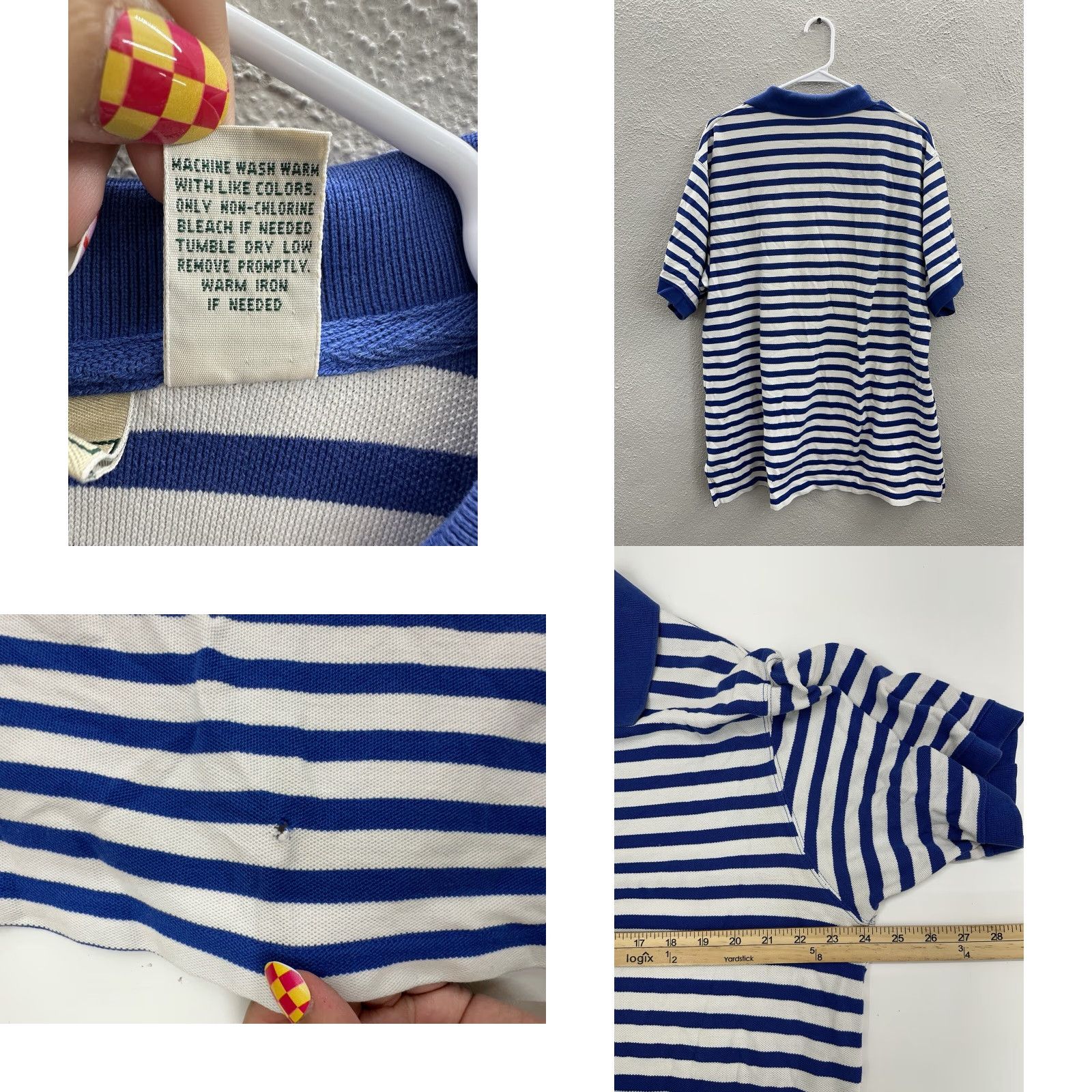 Vintage L.L. Bean Mens Polo Shirt Size XL Blue White Stripped Short Sleeve Collard VTG Size US XL / EU 56 / 4 - 8 Thumbnail