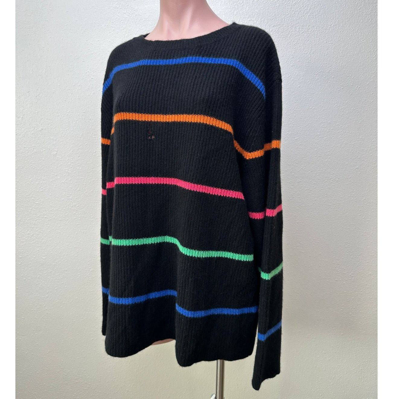 Other The Elder Statesman Black Multicolor Stripe Cashmere Sweater Size M / US 6-8 / IT 42-44 - 6 Thumbnail