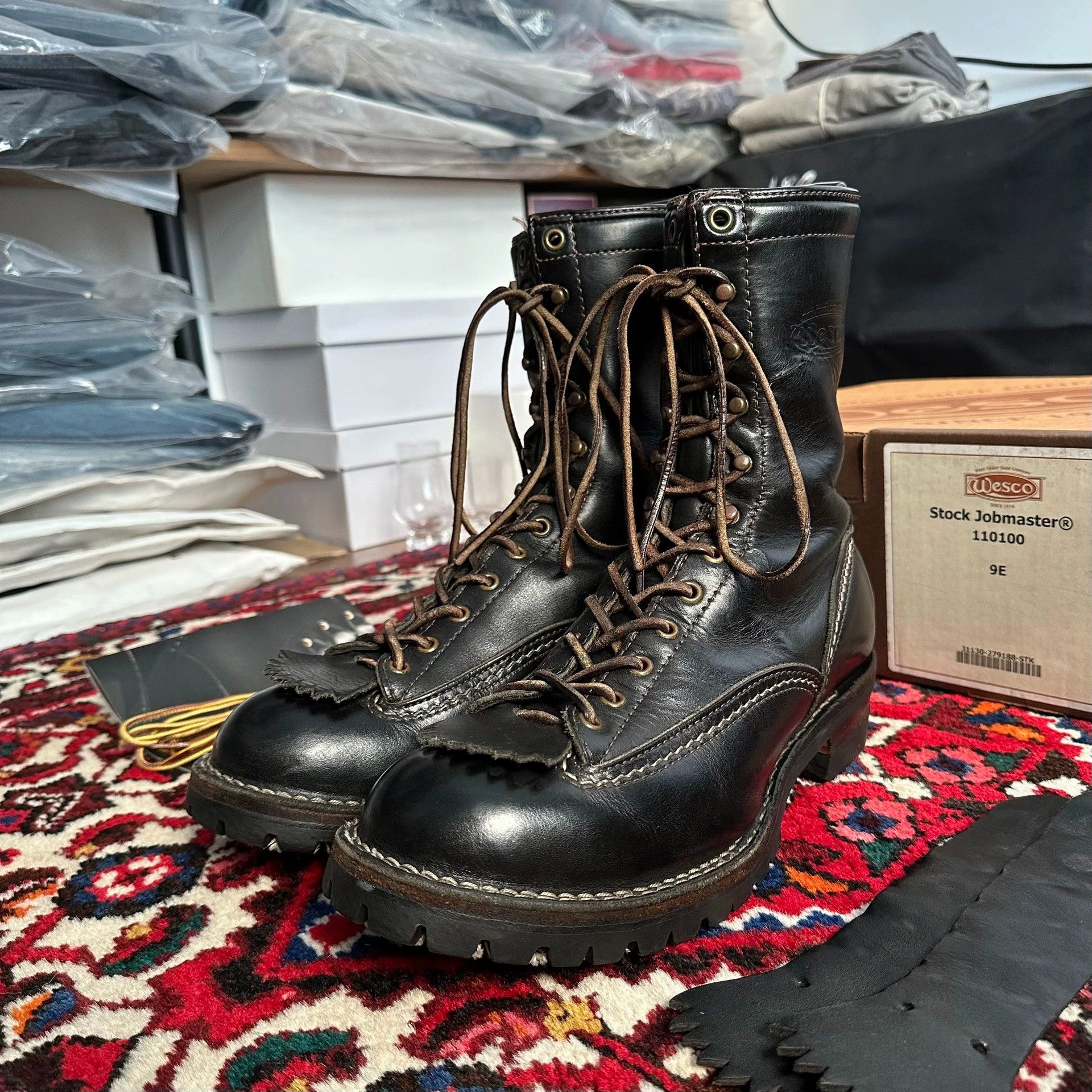 WESCO Wesco Jobmaster Black Chromexcel Semi lace to toe Size 9D