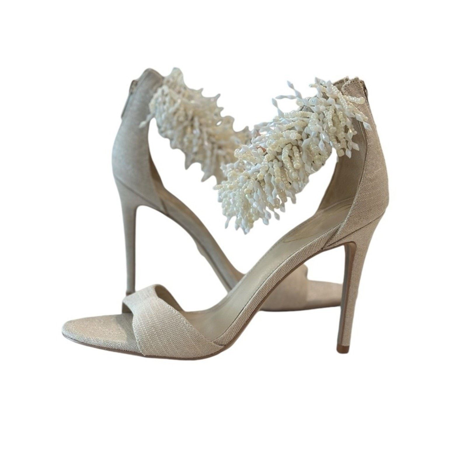 Sam Edelman Sam Edelman Gillie Sand Linen Beaded Heels Womens Size 8 Size US 8 / IT 38 - 9 Thumbnail