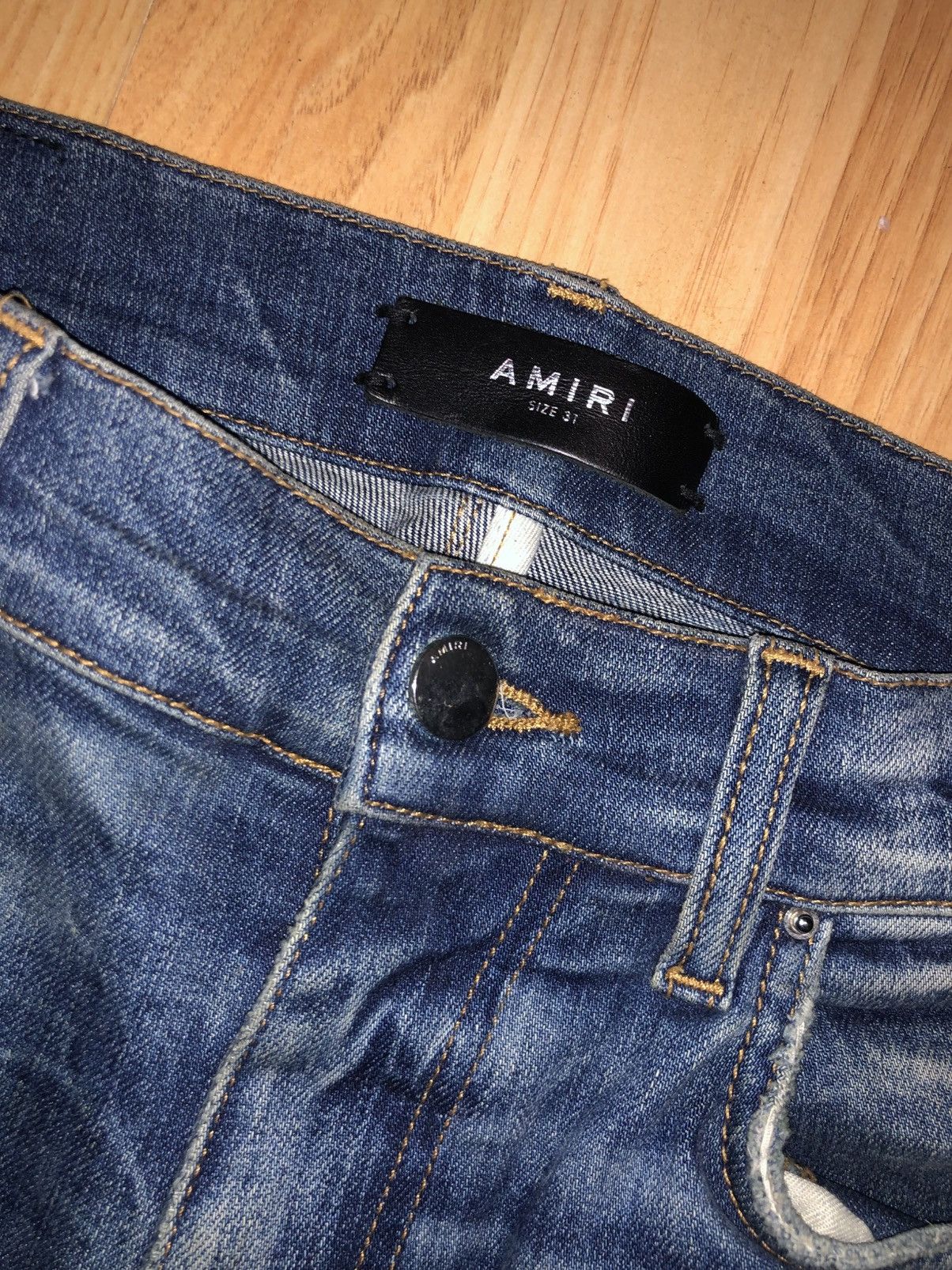 Amiri Amiri Light Blue MX1 Distressed Skinny Jeans Size US 31 - 2 Thumbnail