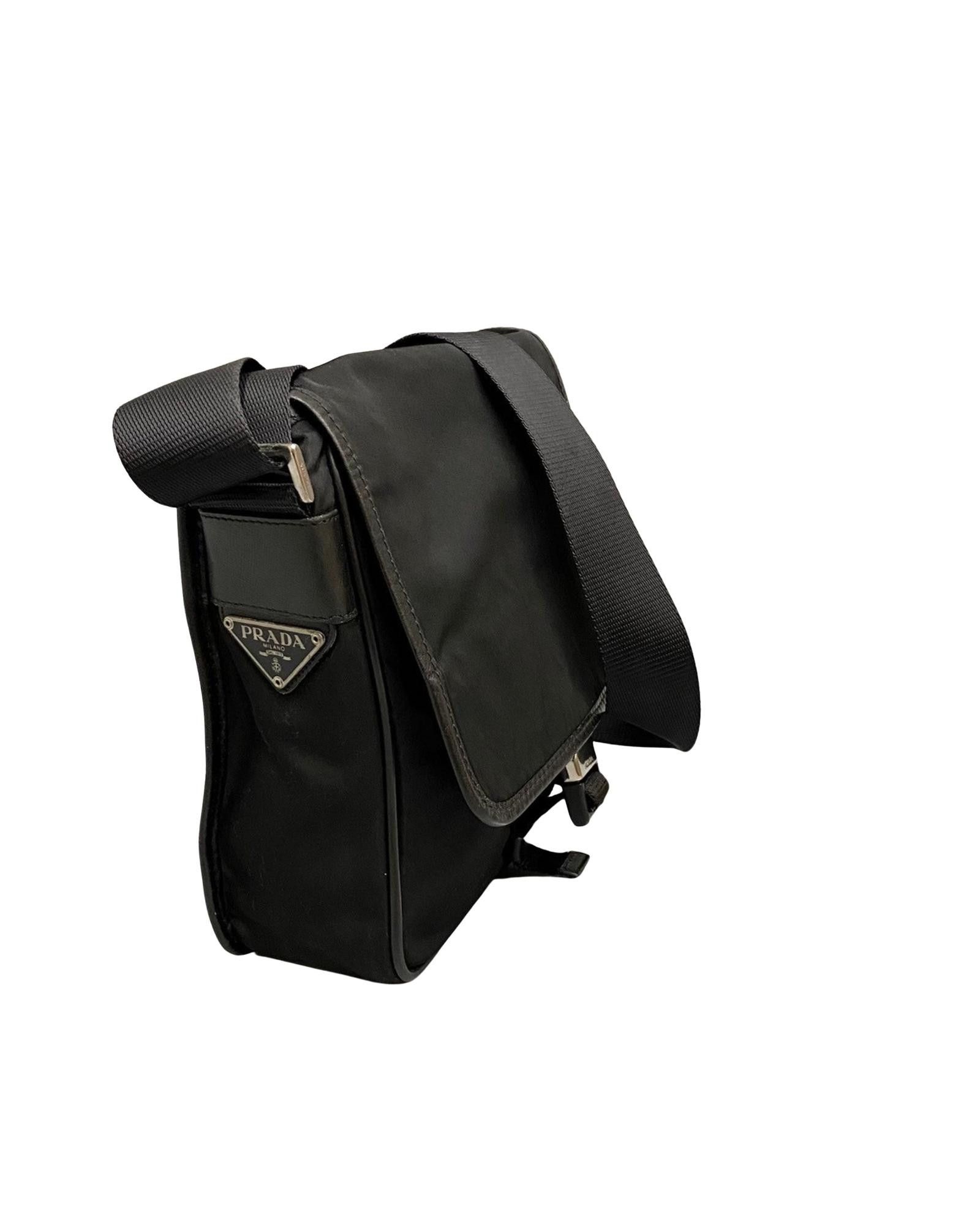 image of Prada Versatile Black Nylon Shoulder Bag, Women's