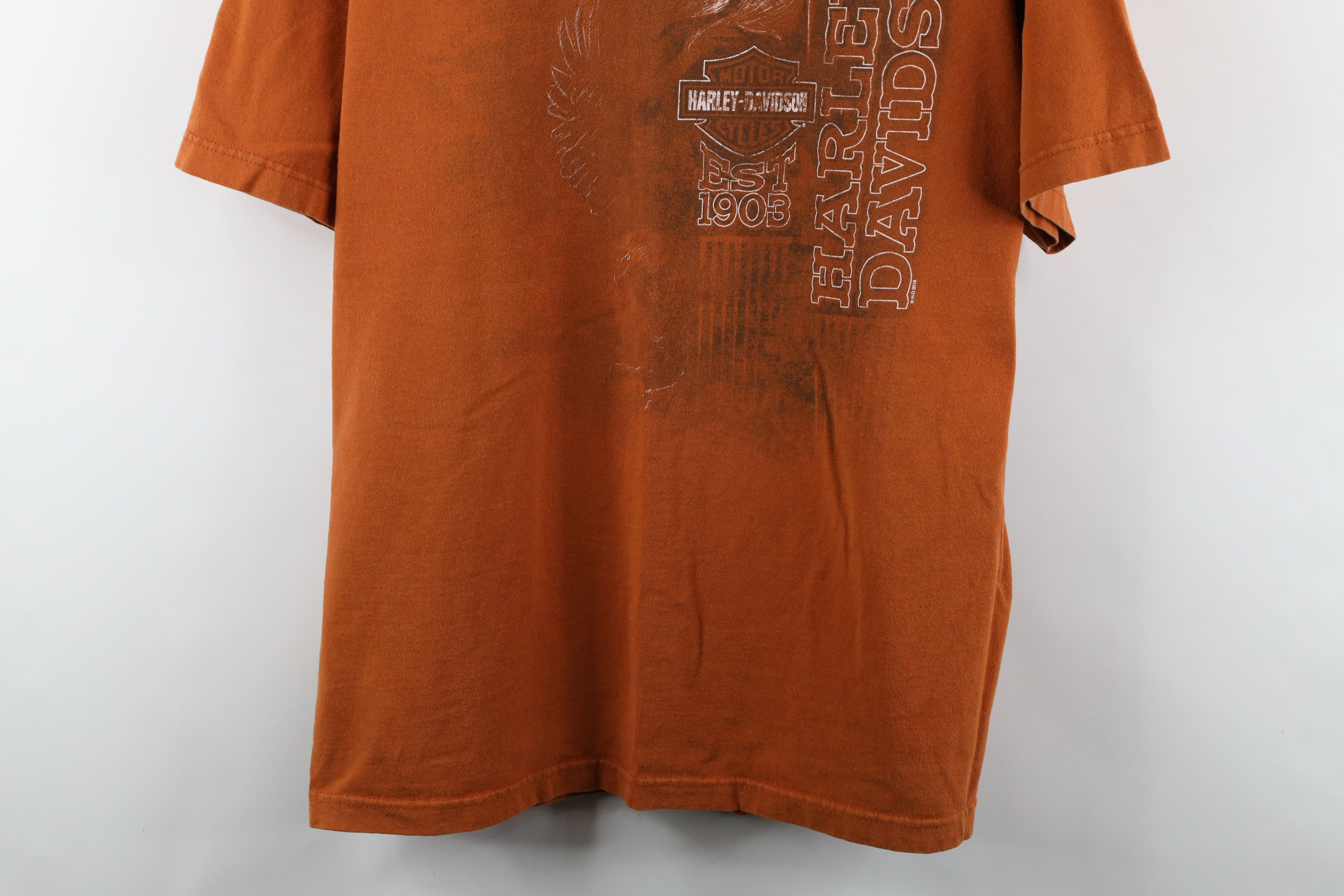 Harley Davidson × Vintage Vintage Y2K Harley Davidson Spell Out Eagle T-Shirt Orange Size US XL / EU 56 / 4 - 3 Thumbnail