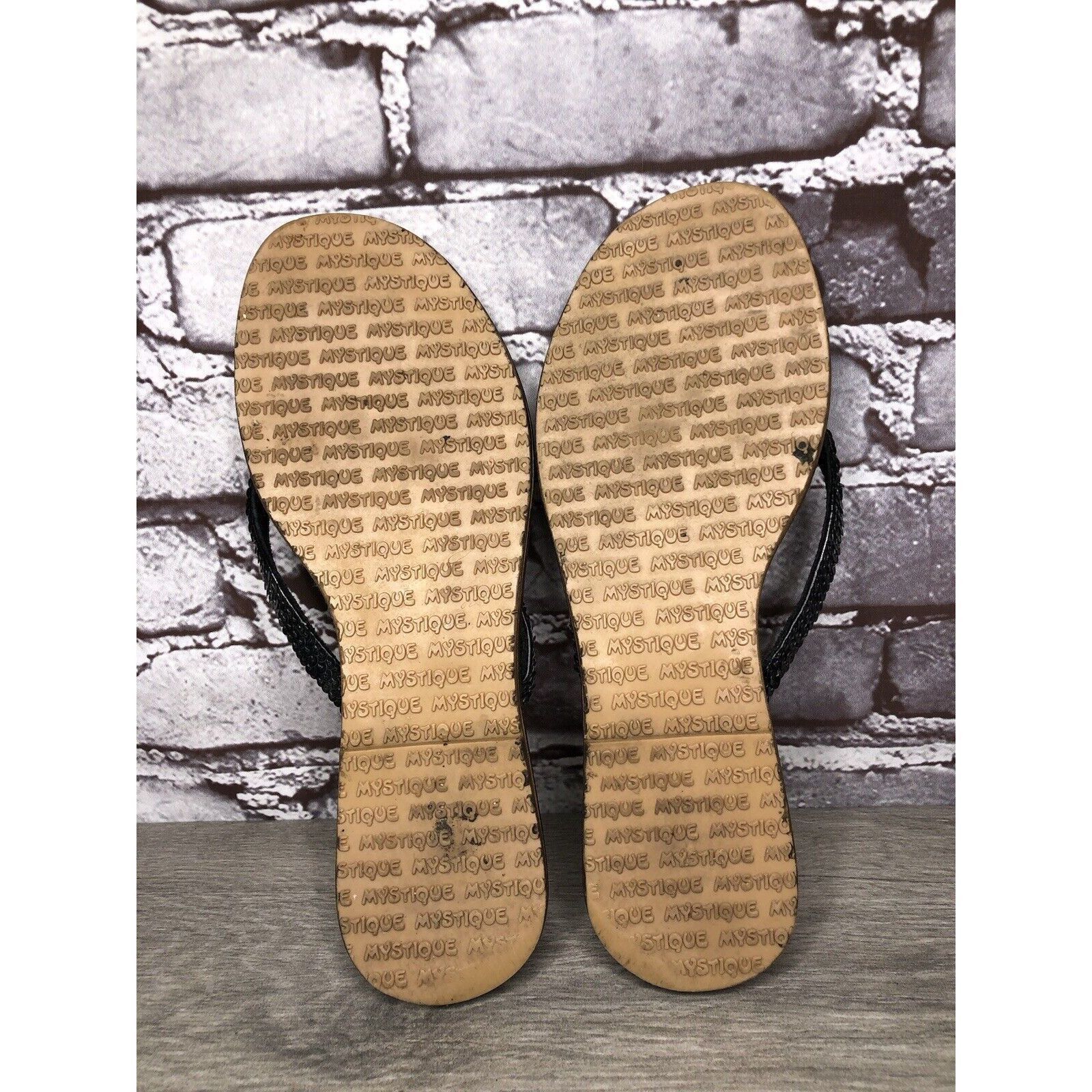 Other Mystique Black Leather Snake Skin Thong Flip Flops Sandals W Size US 9 / IT 39 - 15 Thumbnail