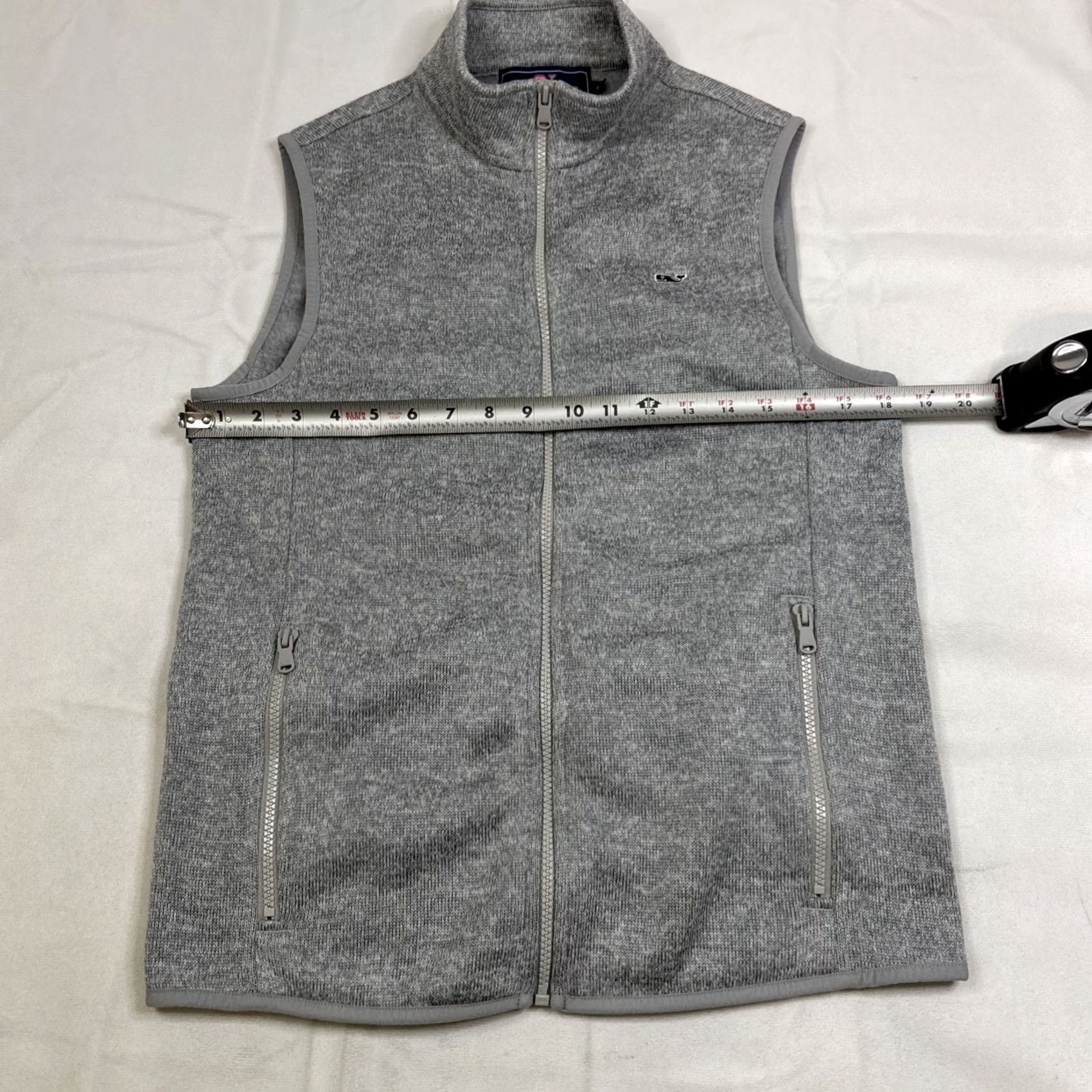 Vineyard Vines Vineyard Vines Vest Unisex XS Gray Fleece Full Zip Performance Preppy Whale Vest, Gray, XS, Full Zip, Pockets, Lightweight, Regular, Women Size XS / US 0-2 / IT 36-38 - 4 Thumbnail