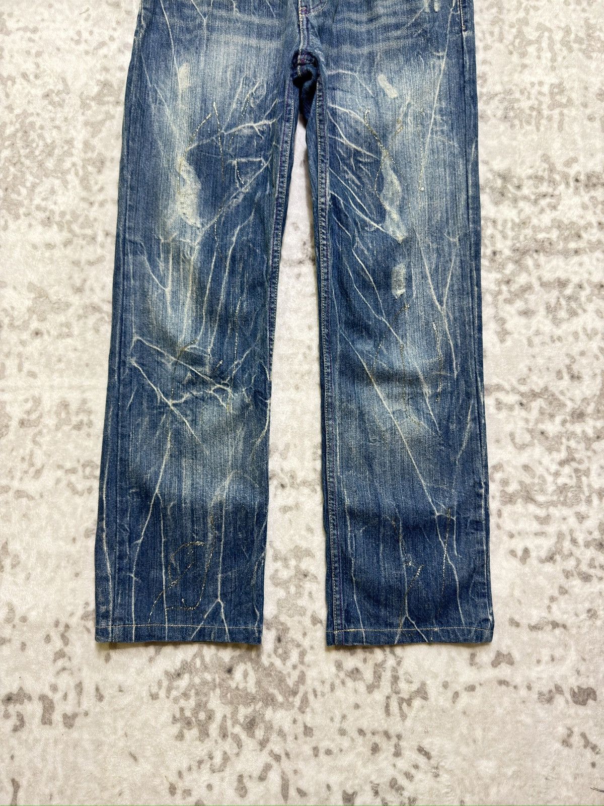 Hysteric Glamour NYLAUS Studded Claw Mark Glitter Splash Denim Jeans Size US 30 / EU 46 - 6 Thumbnail