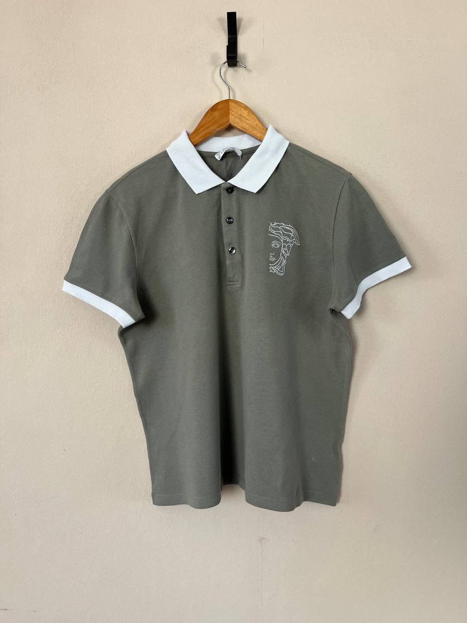 Versace Versace Collection Men's Polo Shirt Gray White L 100% Cotton Size US L / EU 52-54 / 3 - 1 Thumbnail