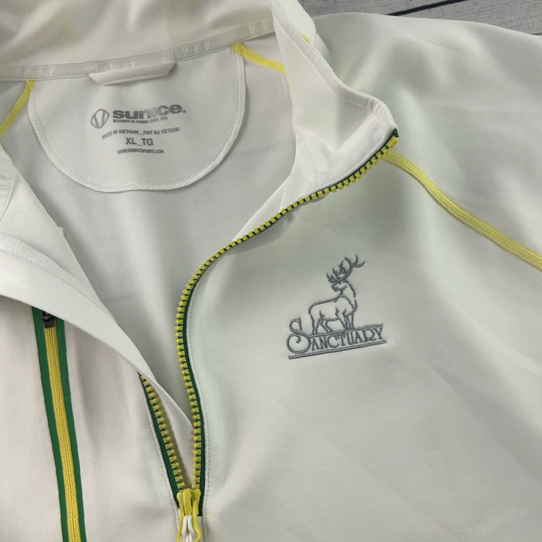 Sanctuary Sunice Sanctuary Jacket Pullover 1/4 Zip Men XL White Green Yellow Golf Size US XL / EU 56 / 4 - 3 Thumbnail