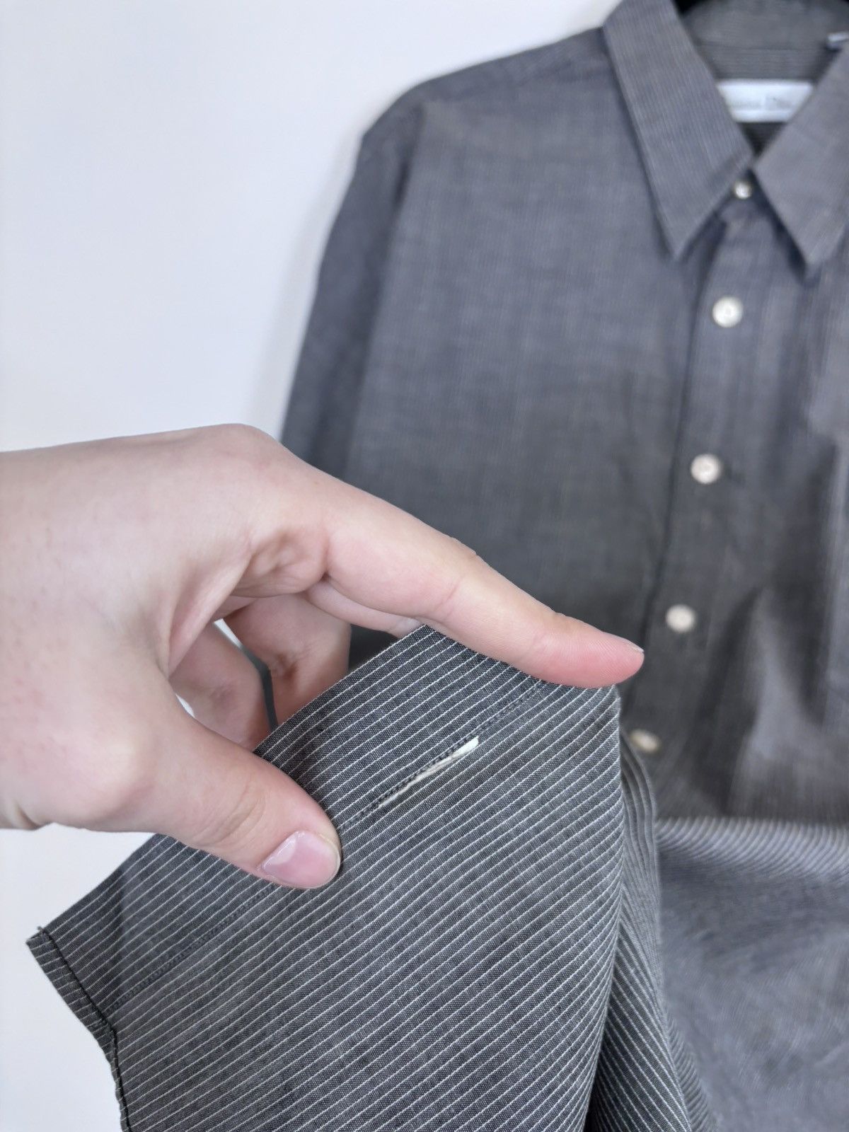 Christian Dior Monsieur Vintage Christian Dior Men’s Grey Striped Button Up Shirt Size US L / EU 52-54 / 3 - 16 Thumbnail