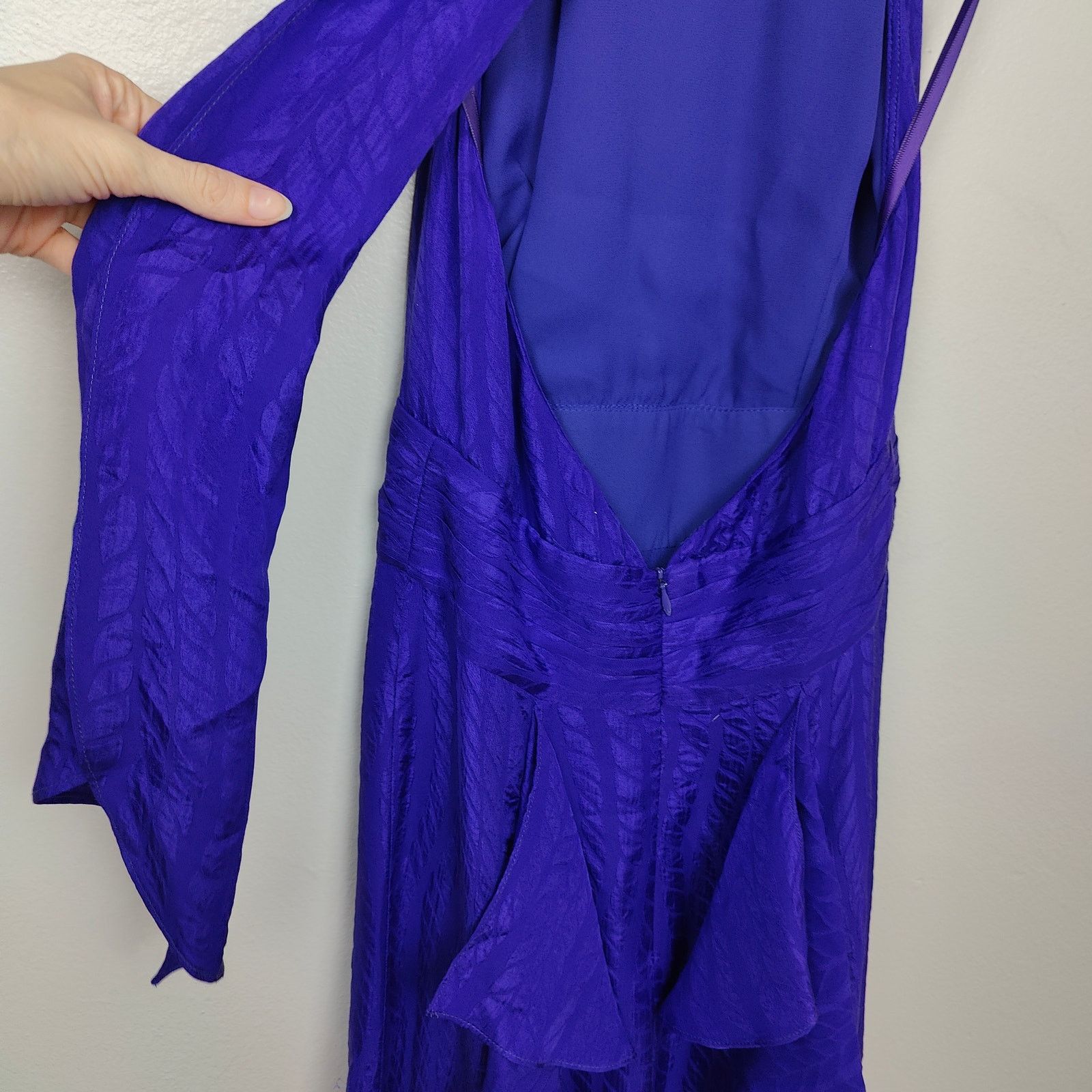 Other Milly Silk Ruffle Gown Womens 2 Purple Embossed Size XS / US 0-2 / IT 36-38 - 5 Thumbnail