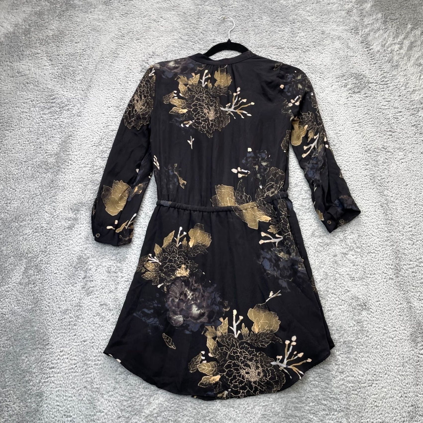 Aritzia Aritzia Dress Womens XS Black Babaton Bennett Floral V Neck Tie Waist Mini Shirt? Size XS / US 0-2 / IT 36-38 - 7 Thumbnail