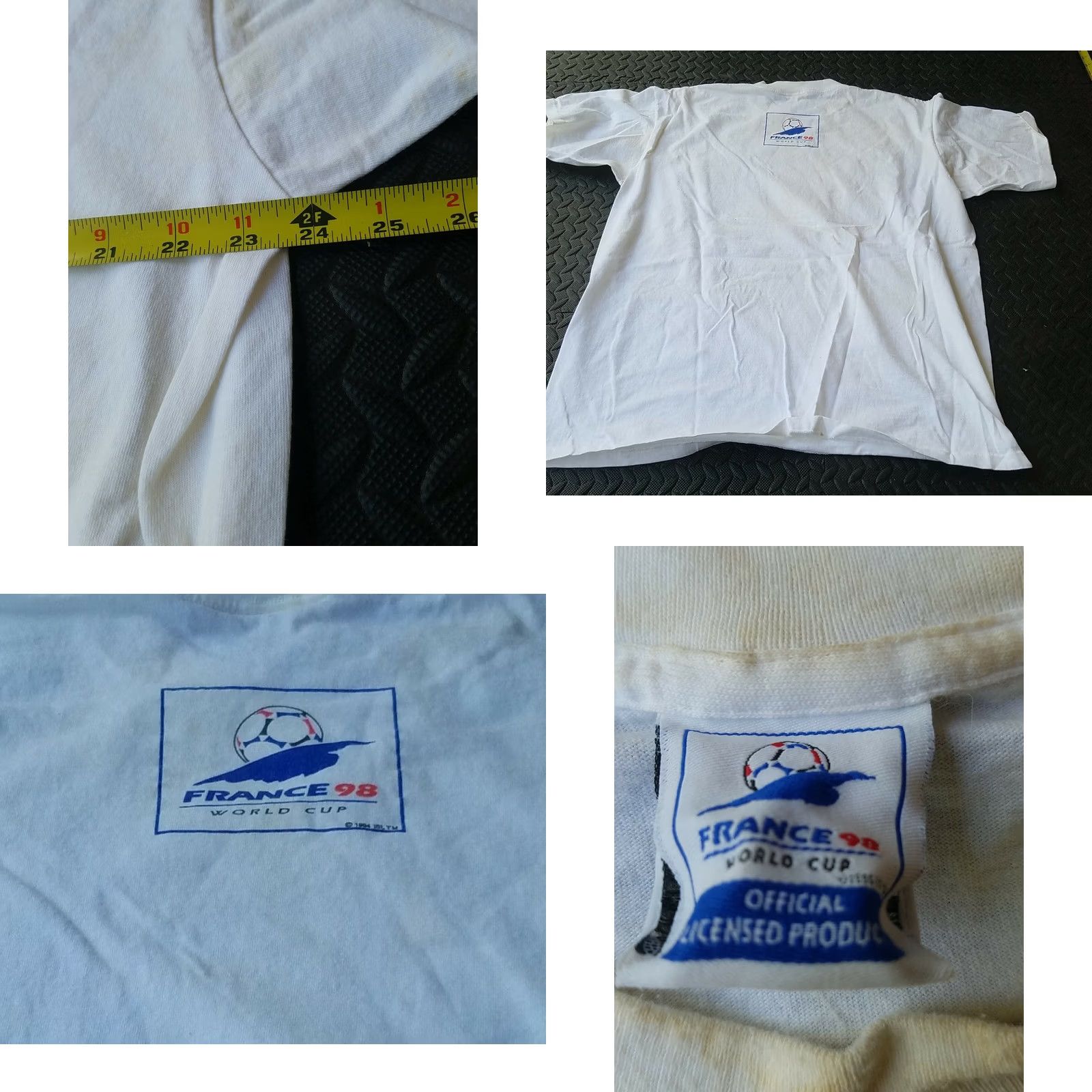 Vintage VINTAGE Official Licensed World Cup T Shirt 1998 Soccer France USA 2XL White Unisex Adults Short Sleeve 100% Cotton Mens Womens Boys Girls Size US XXL / EU 58 / 5 - 8 Thumbnail