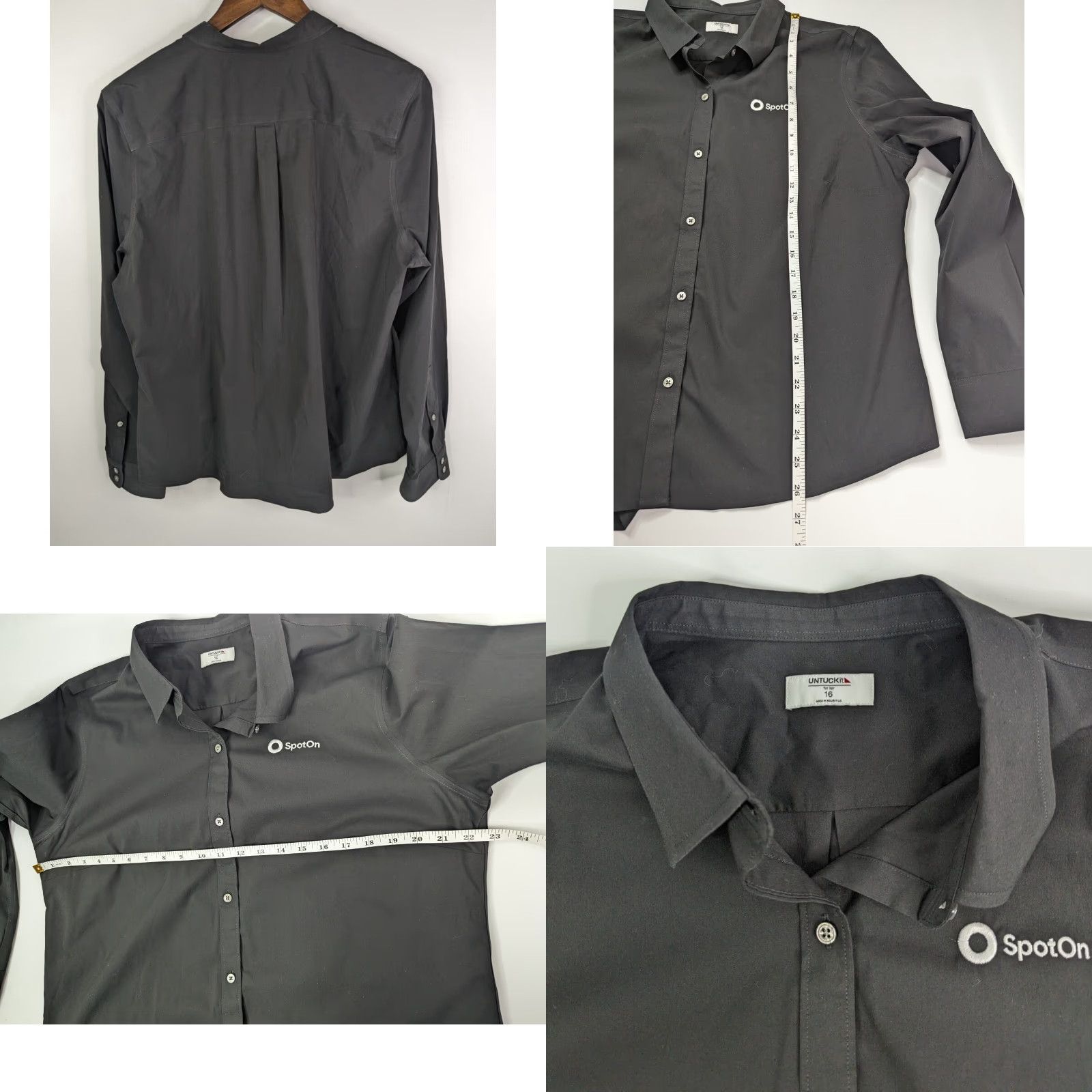 UNTUCKit UNTUCKit Shirt Womens 16 Black Button Long Sleeve Solid Logo (Defect) Size XXL / US 16-18 / IT 52-54 - 8 Thumbnail
