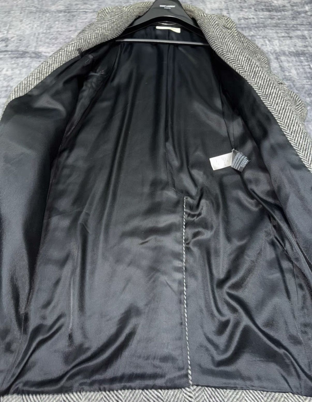 Saint Laurent Paris SLP 13FW Runway Wool Four-Button Herringbone Overcoat Size US XL / EU 56 / 4 - 5 Thumbnail