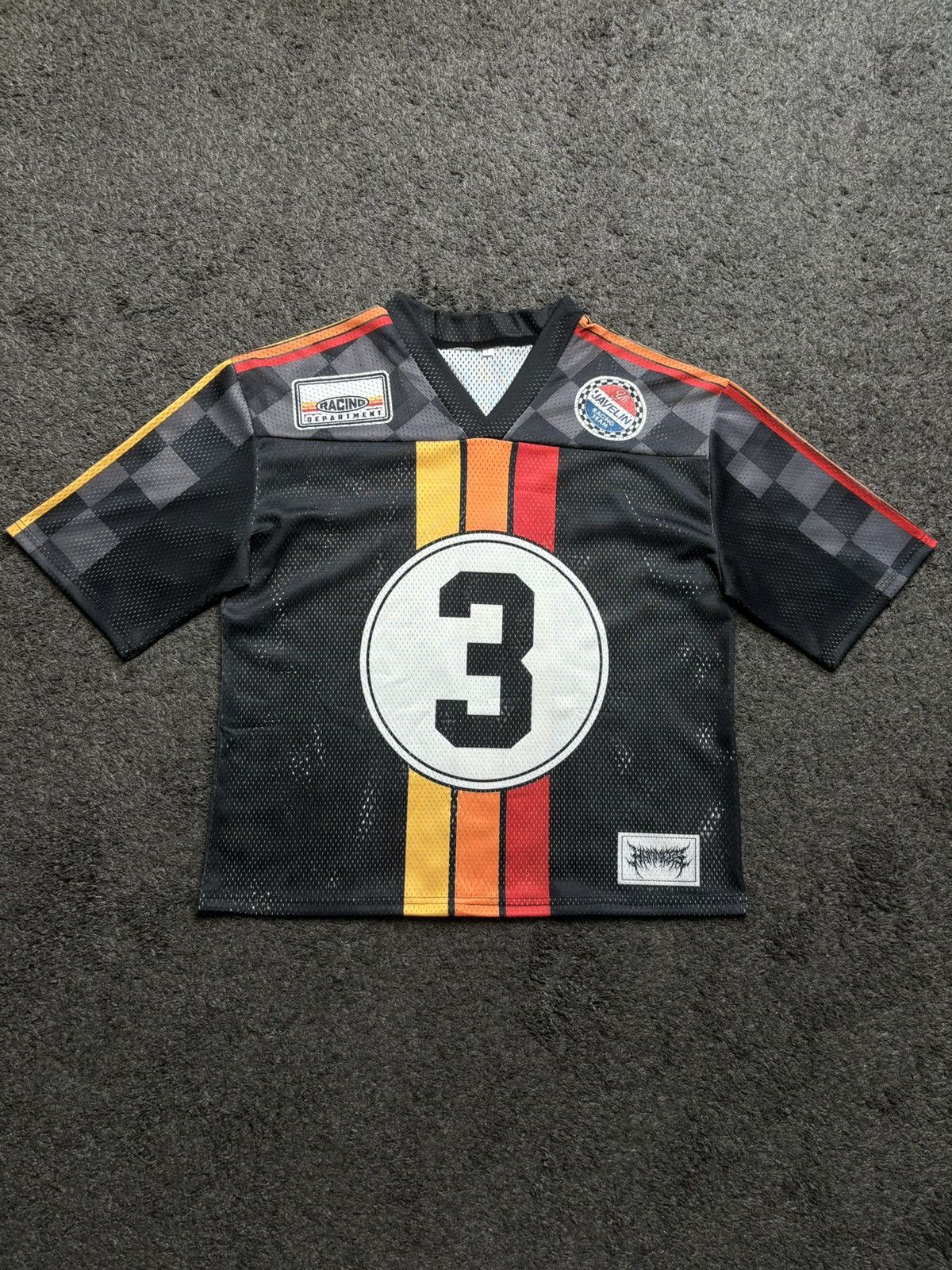 Japanese Brand Vintage oversize number 3 racing black red football jersey Size US L / EU 52-54 / 3 - 1 Thumbnail