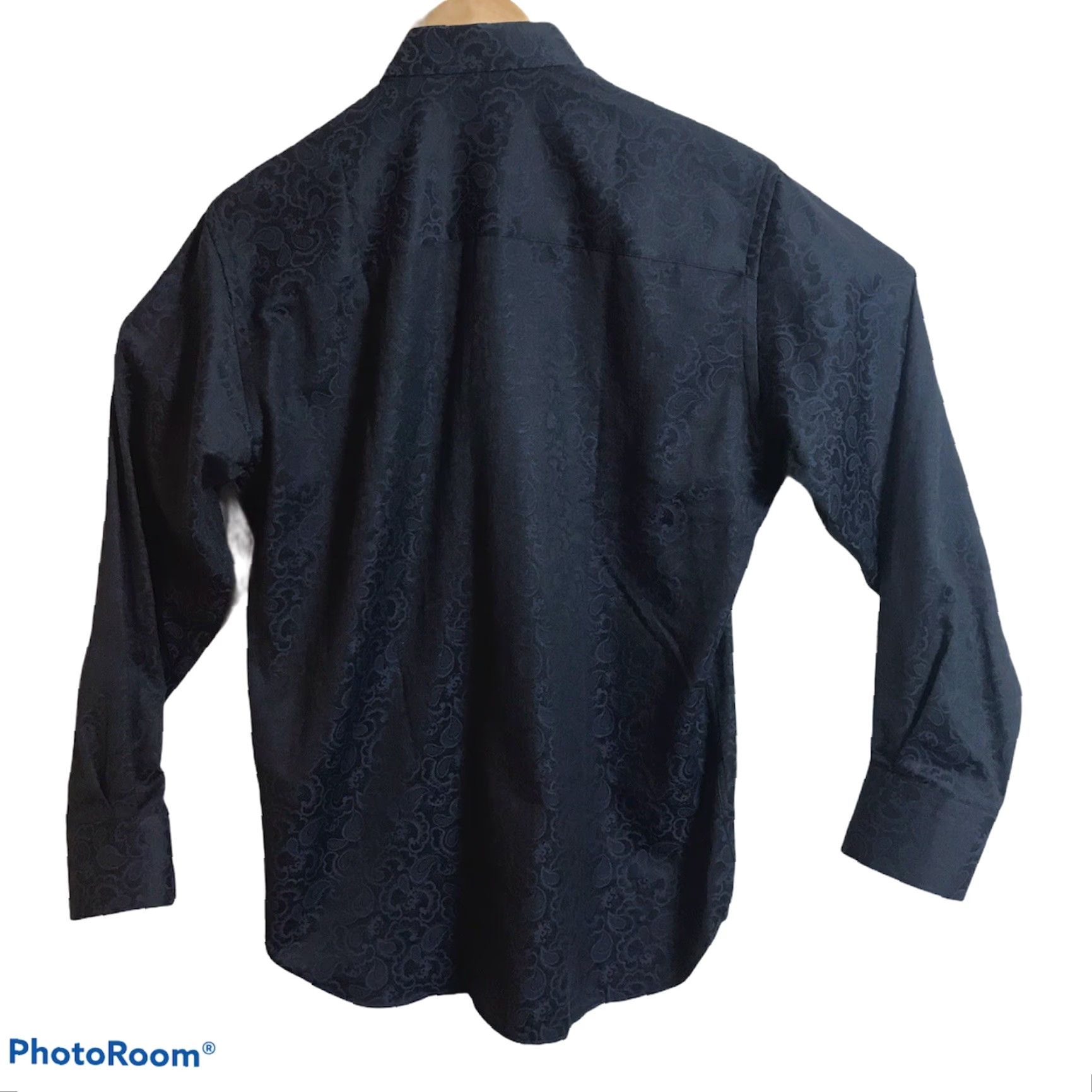 Luchiano Visconti VISCONTI BLACK Shirt Mens Small Navy Black Paisley Long Sleeve Button Size US S / EU 44-46 / 1 - 4 Thumbnail