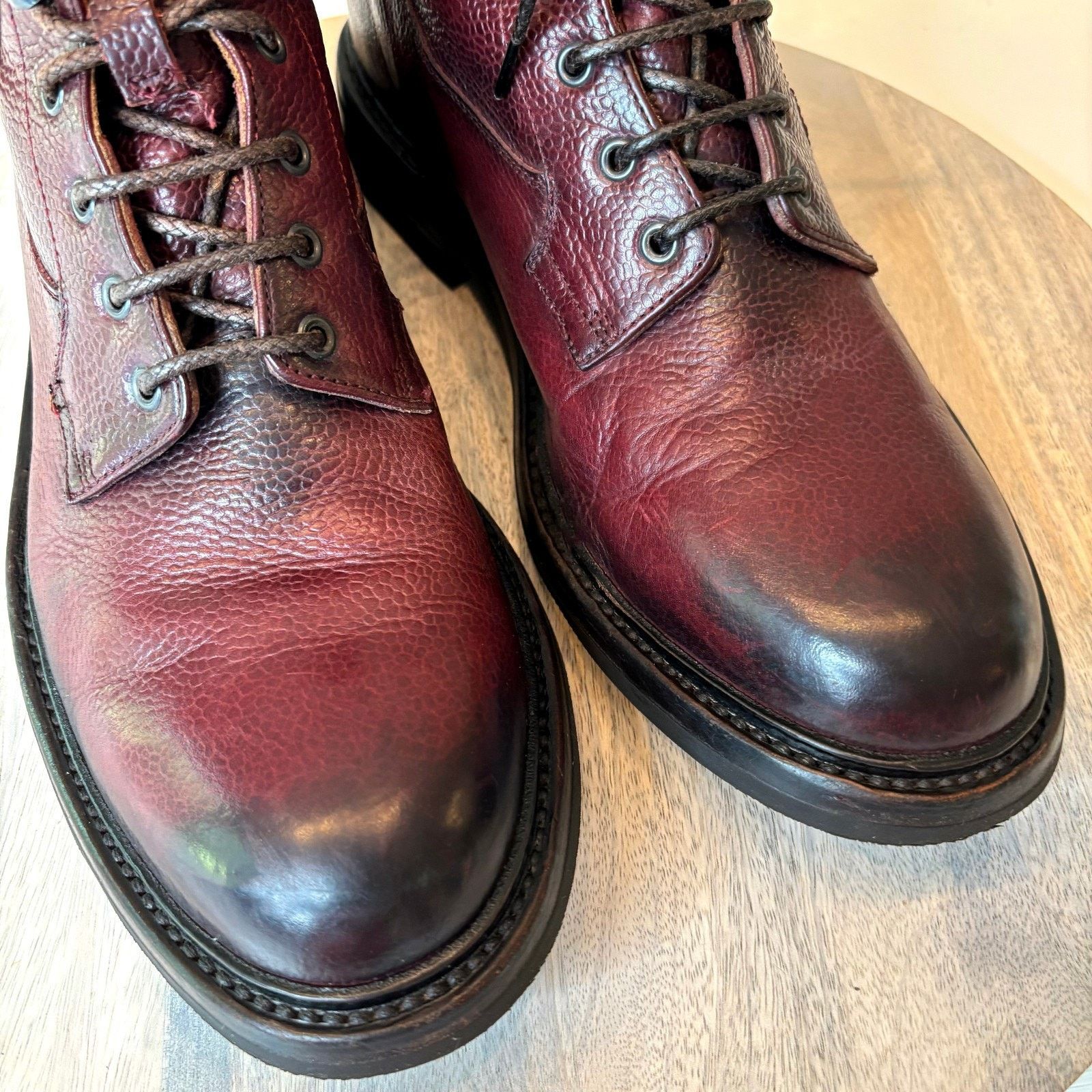 Officine Creative Burgundy Pebbled Leather Combat Boots Italy EU 42.5 US 10.5 Officine Creative Officine Creative Burgundy Combat Boots  main image 2