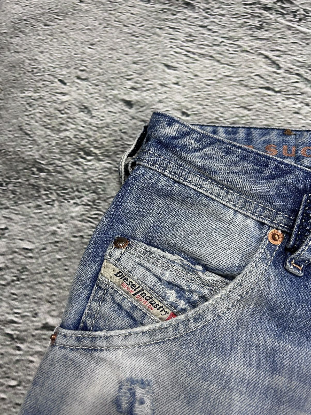 Diesel × Vintage Diesel jeans vintage baby blue Krooley Y2K slim marble fade Size US 32 / EU 48 - 11 Thumbnail