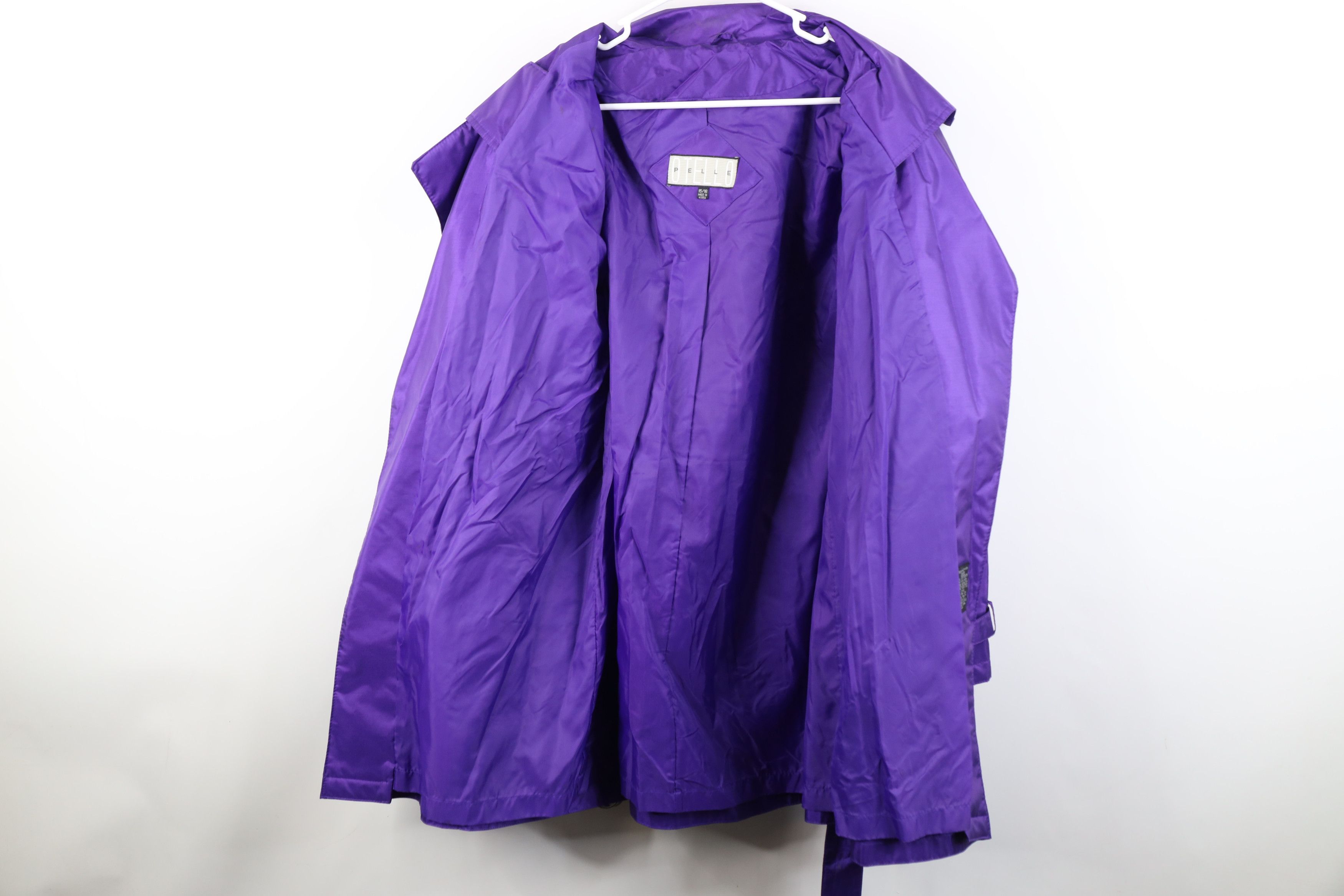 Vintage Vintage 90s Pelle Belted Trench Coat Rain Jacket Purple Size XXL / US 16-18 / IT 52-54 - 11 Thumbnail