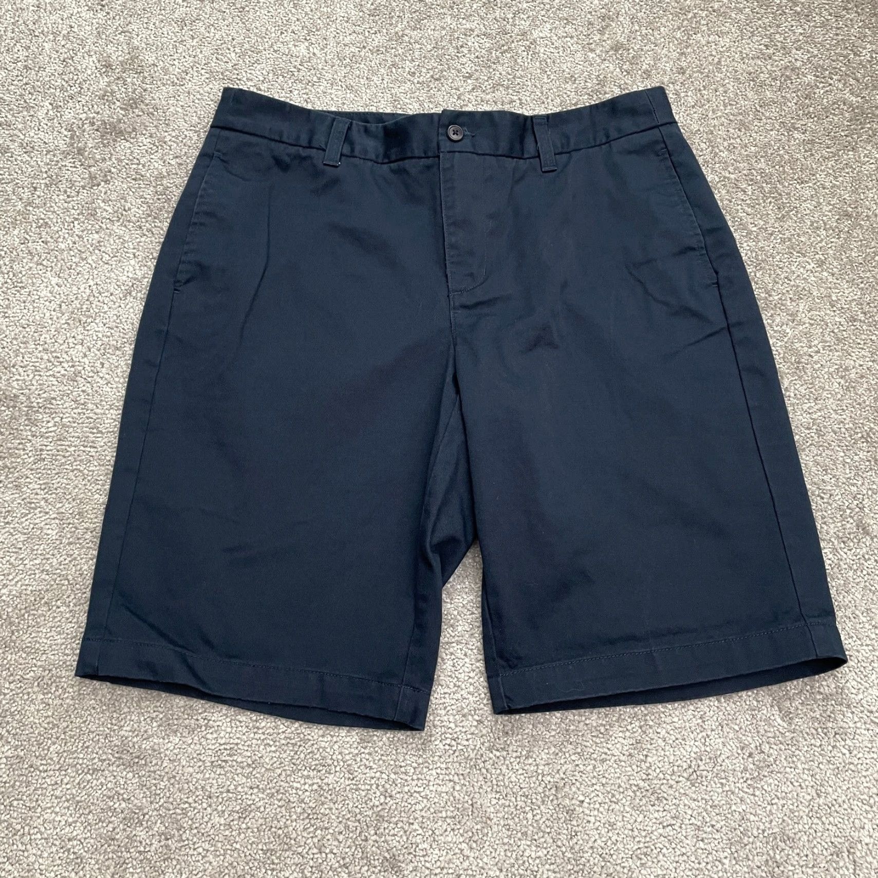 Lands' End Lands' End Women Chino Shorts 10 Navy Blue Mid Rise 33x11 Cotton Polyester Solid Causal/Travel Size 32" / US 10 / IT 46 - 2 Thumbnail