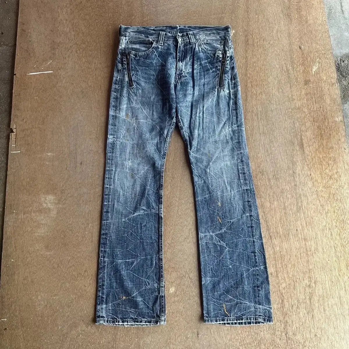 If Six Was Nine SICKS‼️STORM WASH⚡️VINTAGE JAPANESE JEANS SKULLS DENIM PANTS Size US 32 / EU 48 - 2 Thumbnail