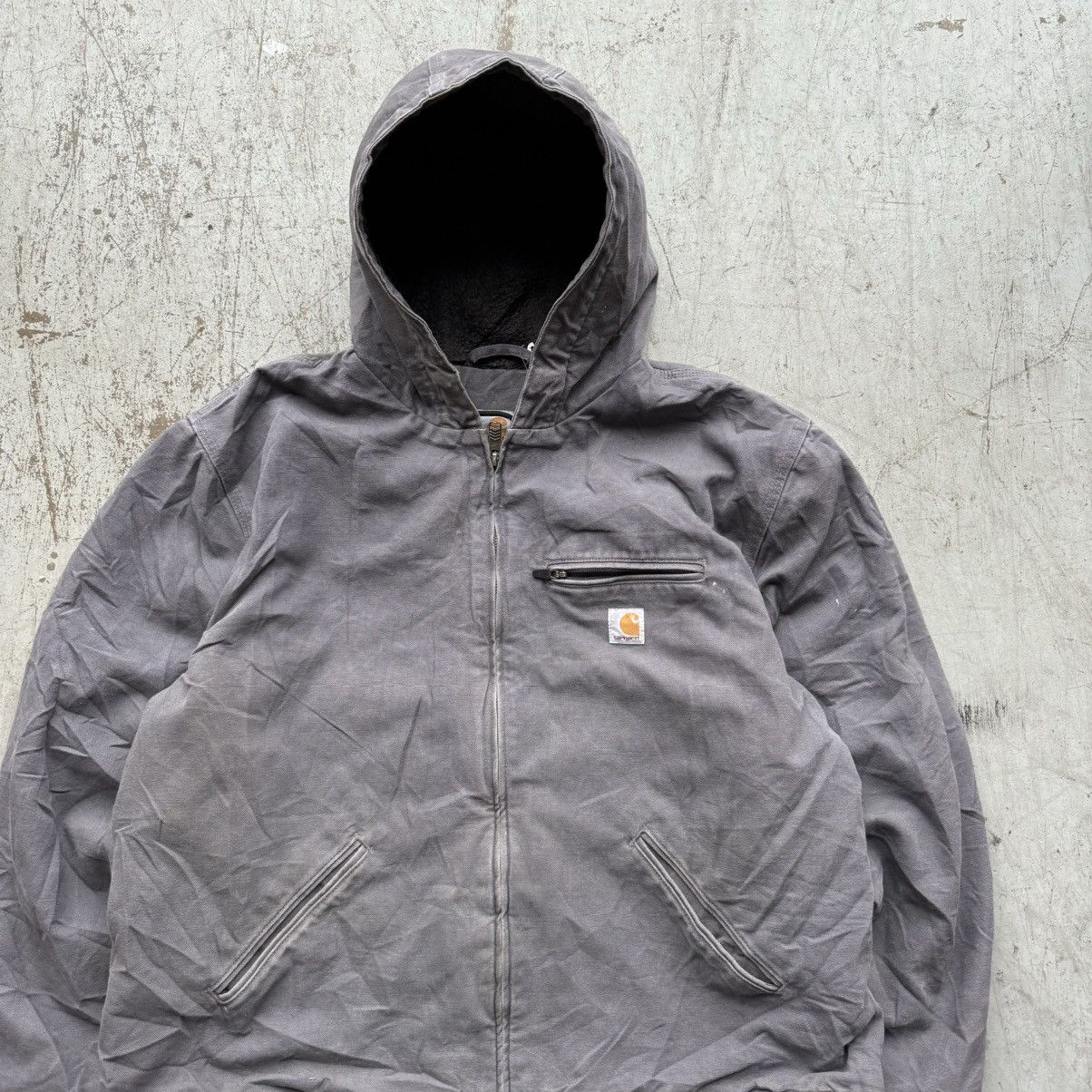 Carhartt × Vintage Vintage 90s Carhartt Gray Hooded Faded Detroit Jacket Sz XXL Size US XXL / EU 58 / 5 - 2 Thumbnail