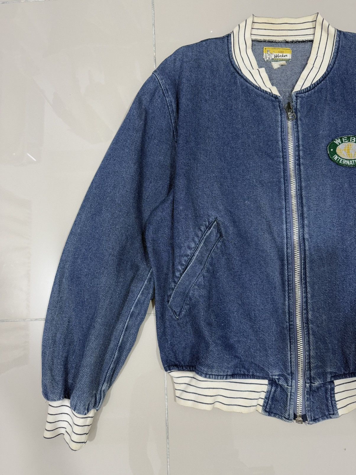 Japanese Brand × Vintage Vtg 90’ WEBB Denim Bomber Jacket Size US M / EU 48-50 / 2 - 3 Thumbnail