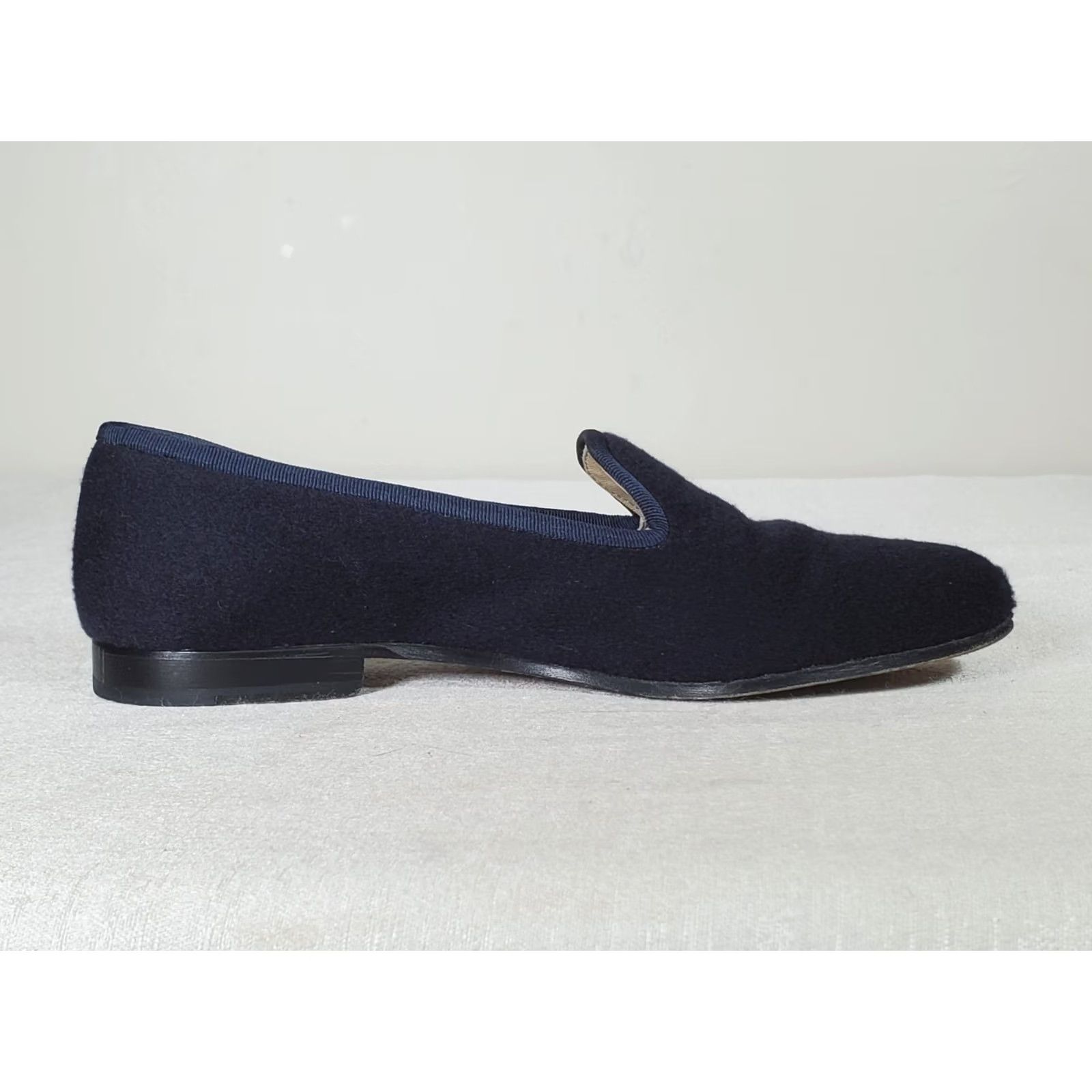 Vintage Stubbs & Wootton Brushed Wool Slippers Grosgrain Trim Midnight Women's US 7 Size US 7 / IT 37 - 5 Thumbnail