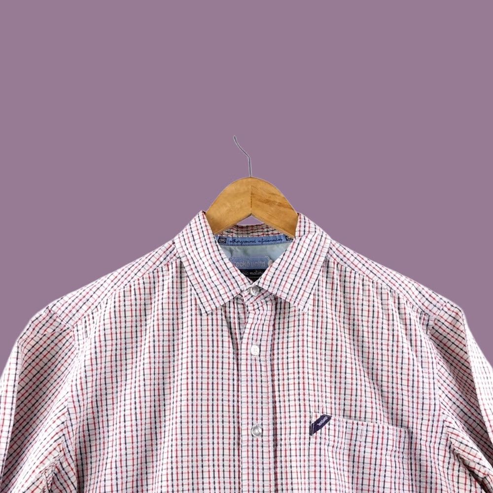 Ecko Unltd. Ecko Unltd Shirt Button-Up Plaid Red Blue White Classic Check Short Sleeve Mens L Size US L / EU 52-54 / 3 - 1 Thumbnail