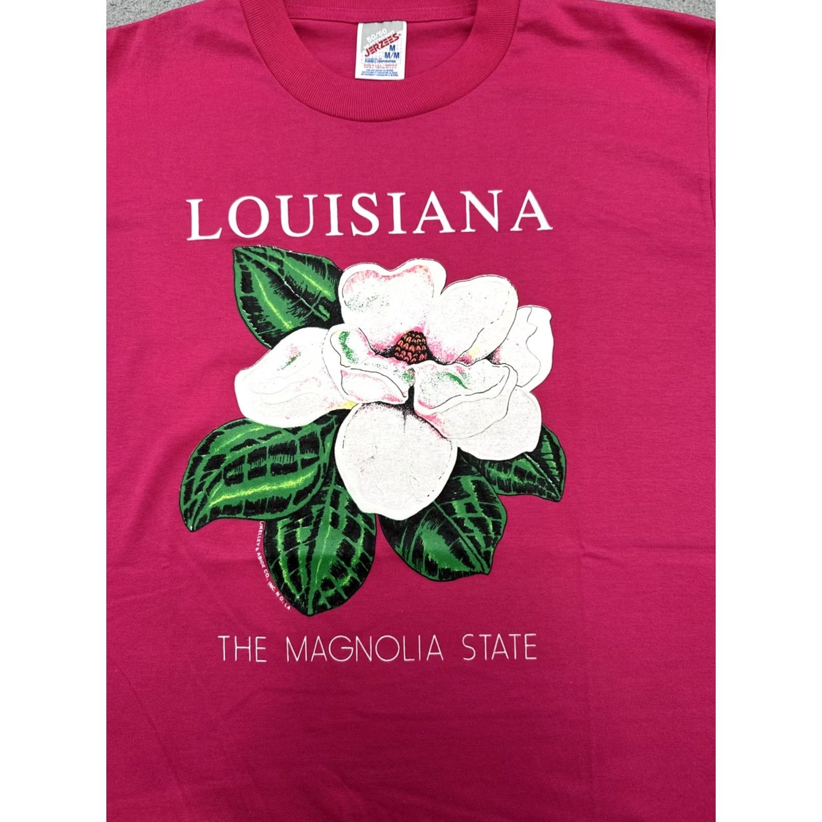 Jerzees VTG 90s Louisiana The Magnolia State Flower Pink T-Shirt M Men's Size US M / EU 48-50 / 2 - 2 Thumbnail