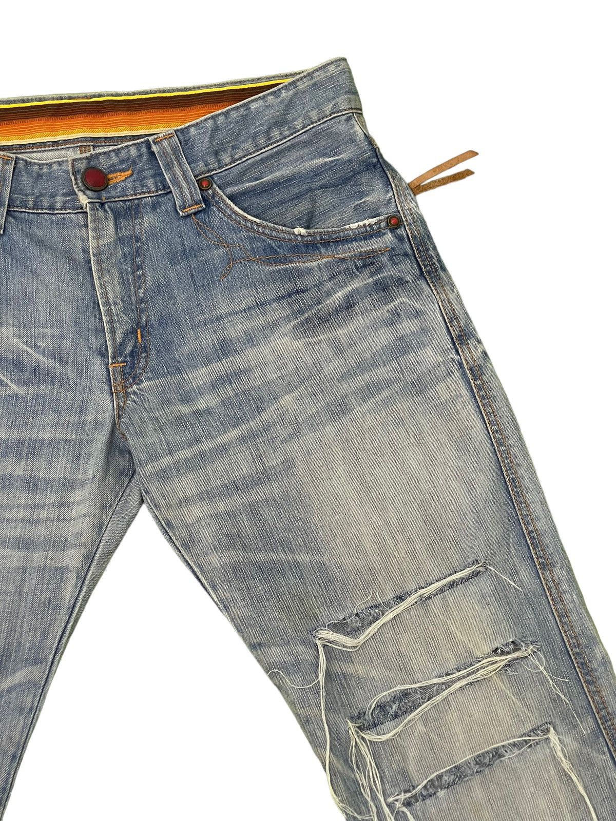 Japanese Brand Flare Jeans Edwin Japan Distress Faded Boot Cut 7🟦5 Size US 35 - 9 Thumbnail