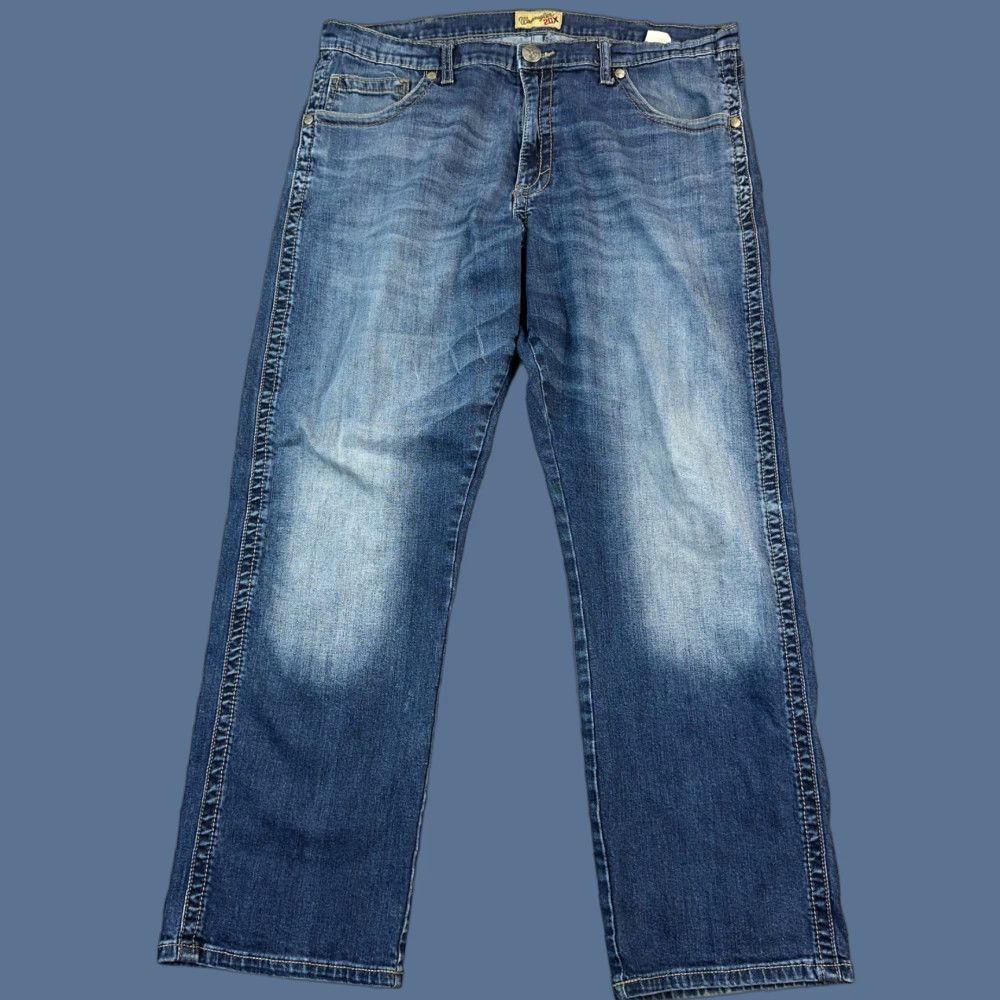 Wrangler Wrangler Jeans Mens 38x32 Dark Wash Slim Straight Stretch 20x Cowboy Rodeo 5-Pocket Denim Blue USA 90s Womens Men? Size US 38 / EU 54 - 1 Thumbnail