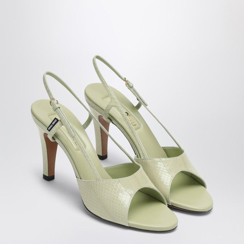 Miu Miu Pistachio-Colored Ayers Slingback Sandals