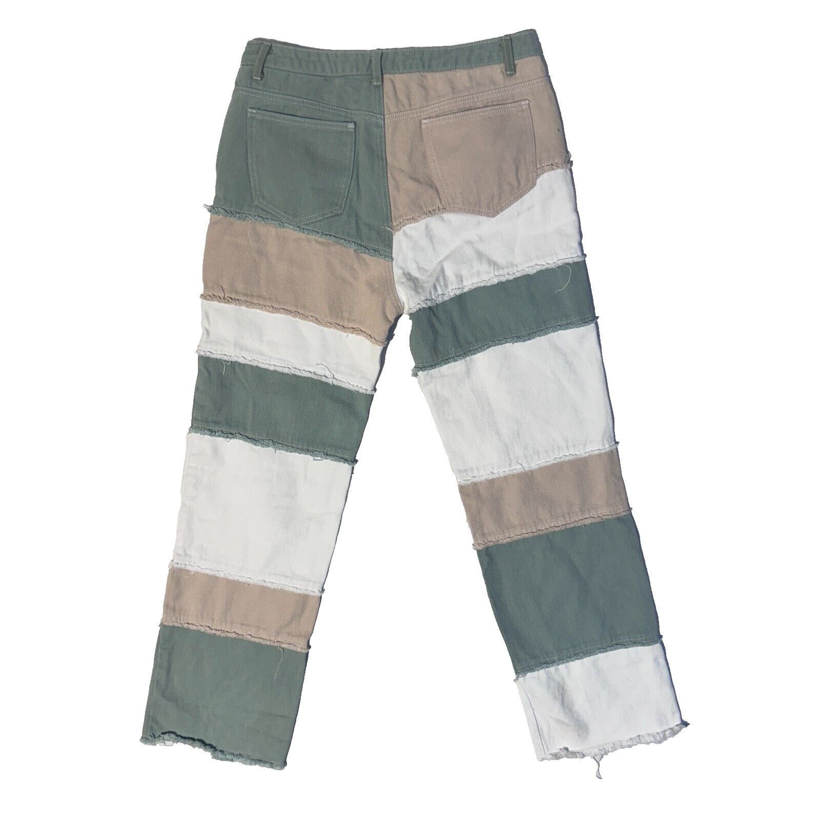 Other Y2K Patchwork Frayed Jeans Womans 32x29 Pastel Green White D Size 32" / US 10 / IT 46 - 6 Thumbnail