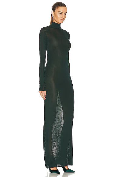 Saint Laurent Paris o1s1wg111024 Long Dress in Knit in Green Size L / US 10 / IT 46 - 3 Thumbnail