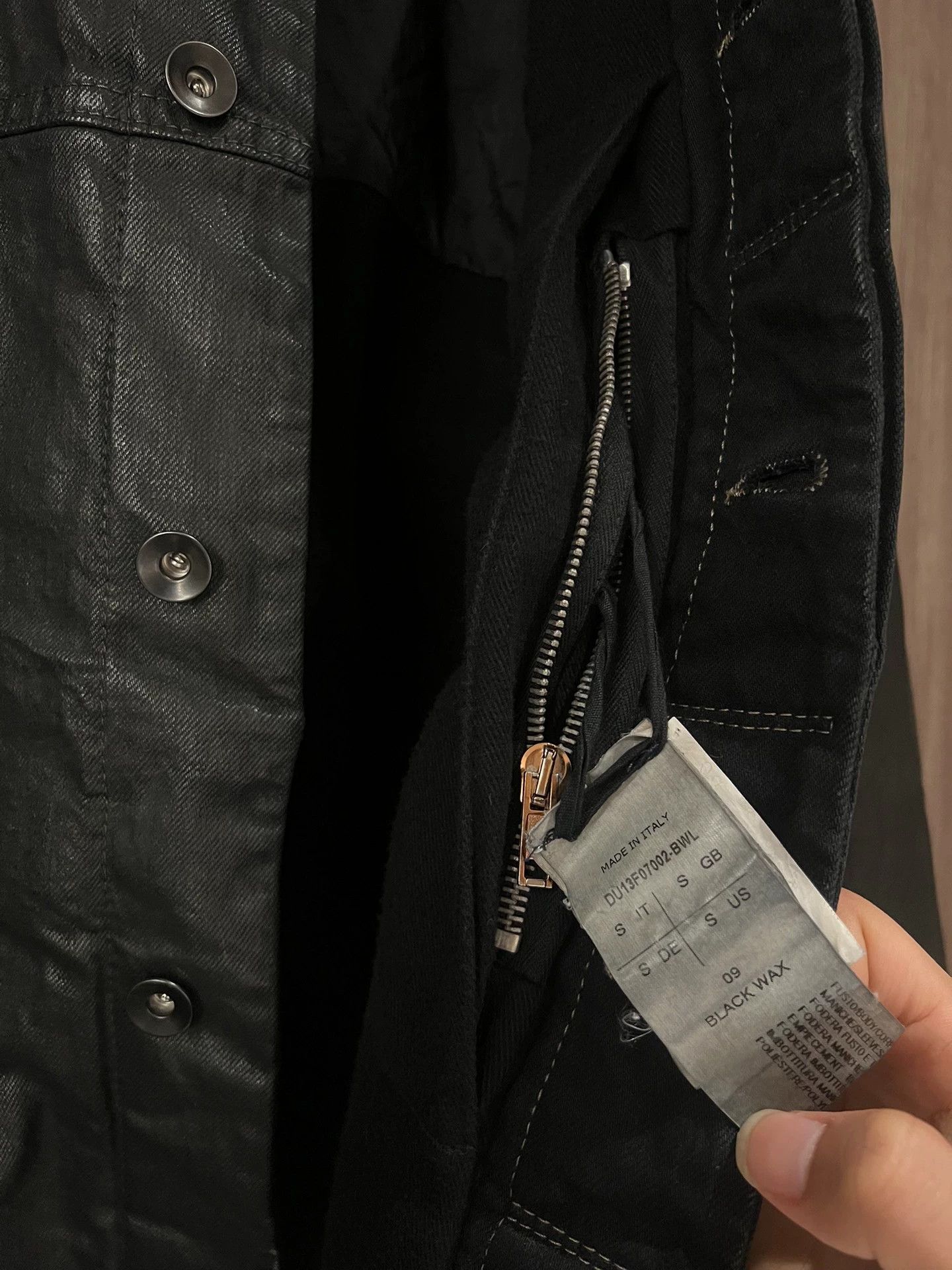 Rick Owens Rick Owens waxed leather-sleeved denim jacket Size US S / EU 44-46 / 1 - 9 Thumbnail
