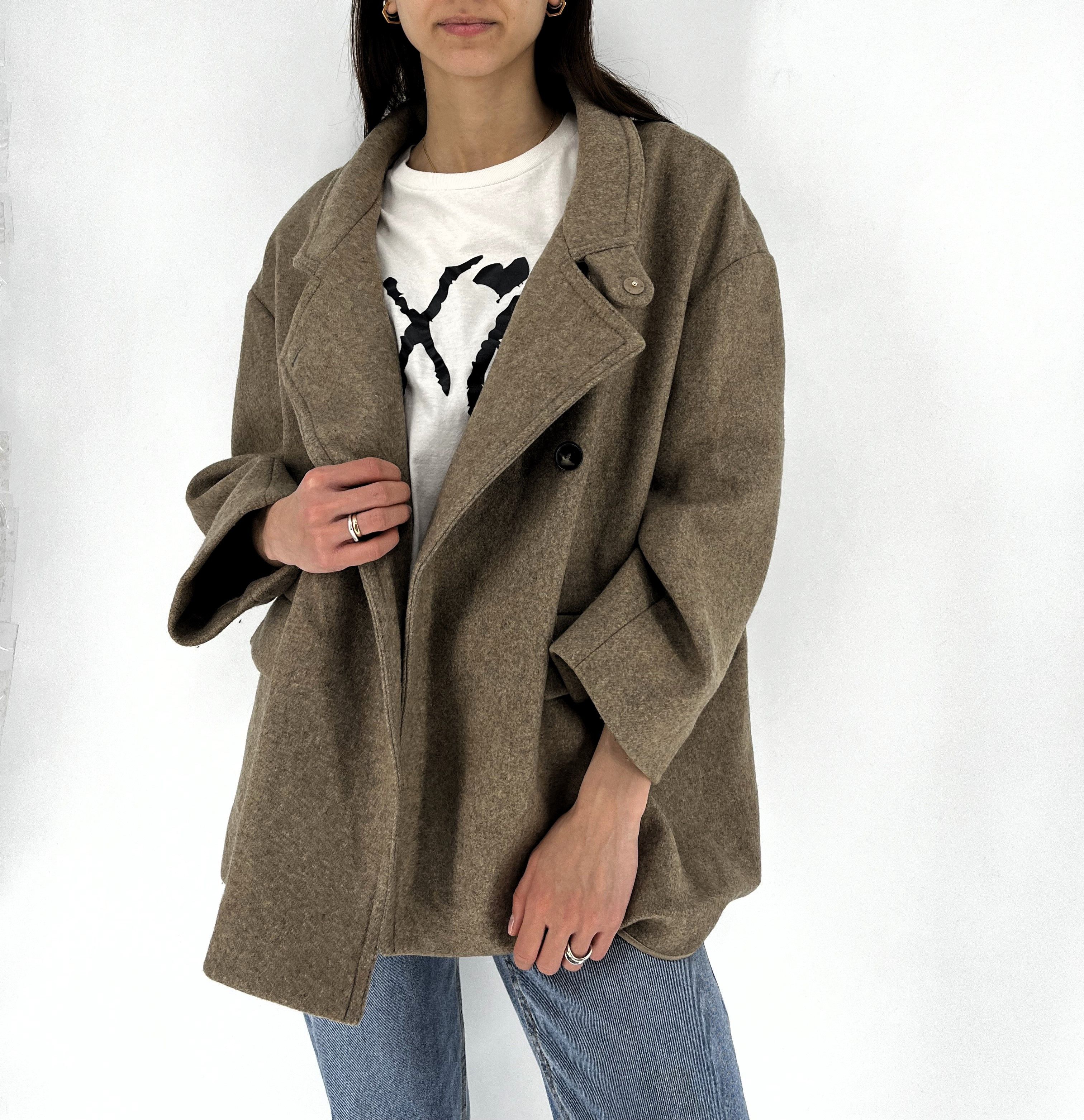 MARNI Beige Brown Cropped Wool Coat Jacket Italian IT 46