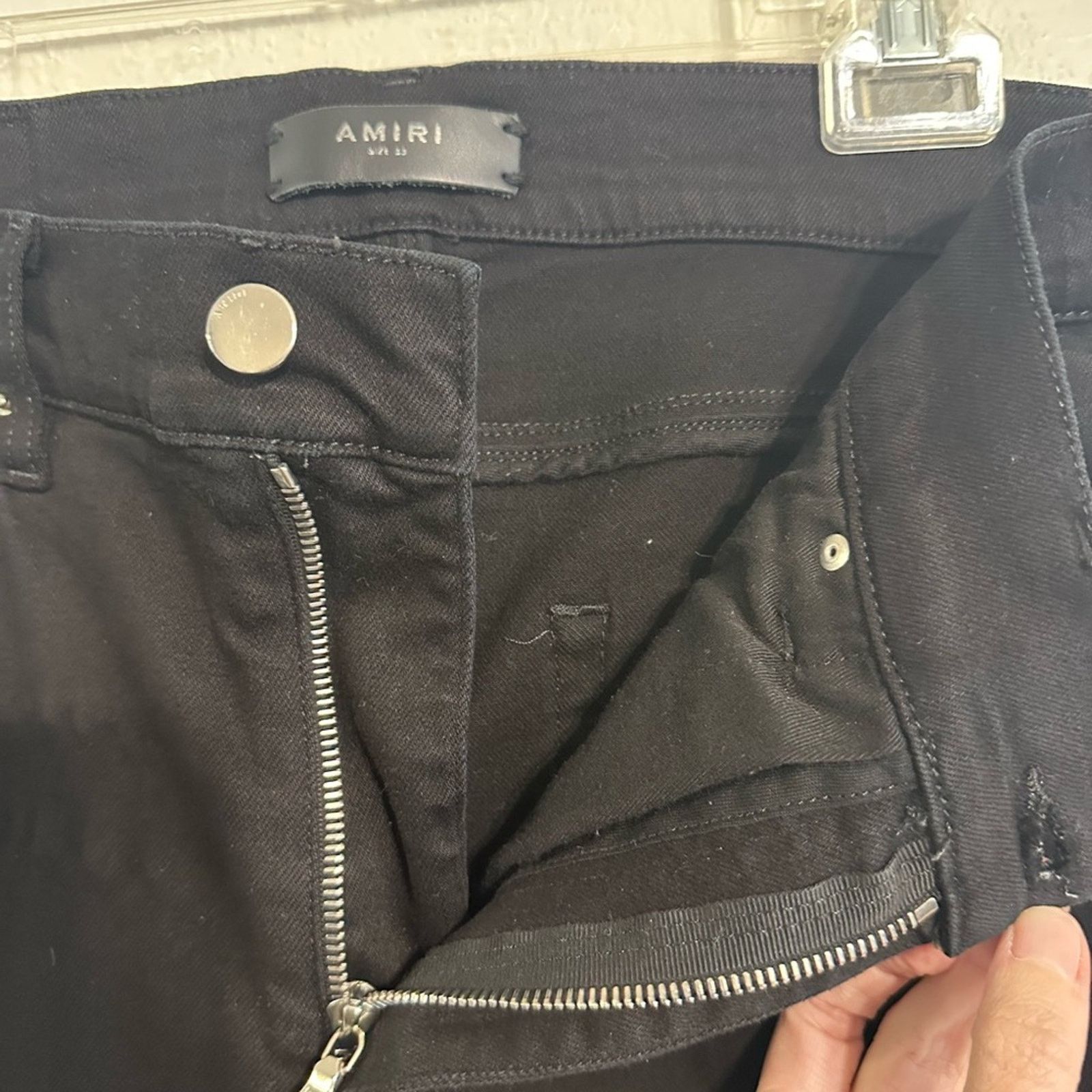 Amiri MX1 Bandana Ripped Patch Jeans Jet Black Denim size 33 #126 Size US 33 - 4 Thumbnail
