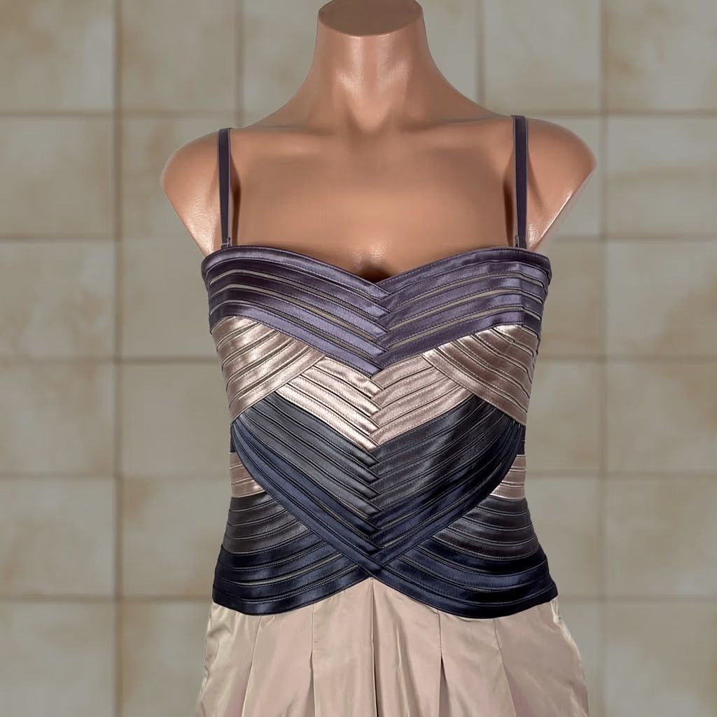 Bcbgmaxazria VINTAGE BCBG MaxAzira Dress 6 Taupe Purple Bandage Sheath Cocktail Mini Bubble Y2K Size M / US 6-8 / IT 42-44 - 1 Thumbnail
