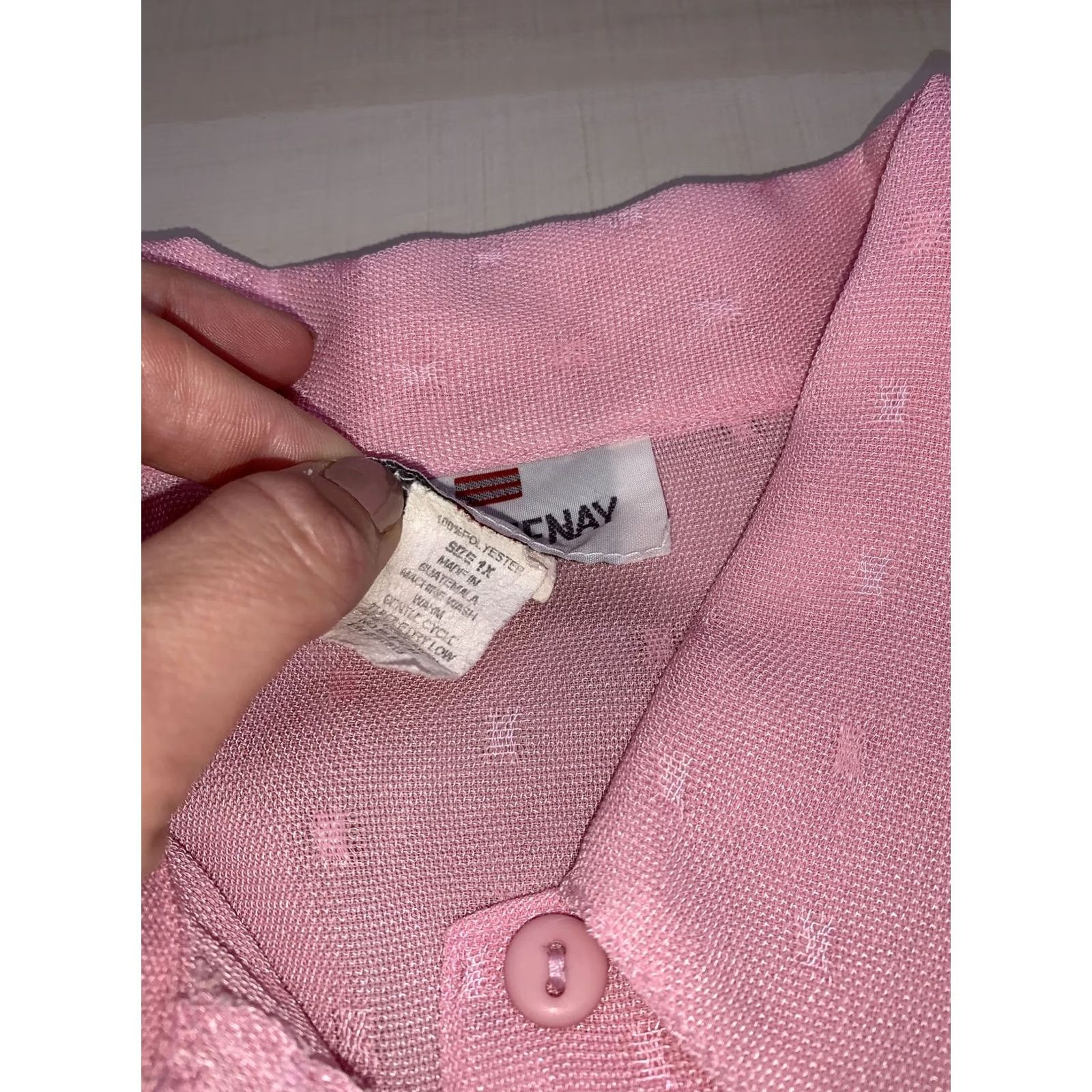 Pinko VINTAGE Courtenay Blouse Shirt Womens 1X Pink Sheer Button Front Collared Long Sleeve Plus Size Modern Casual Fashion Size XL / US 12-14 / IT 48-50 - 3 Thumbnail