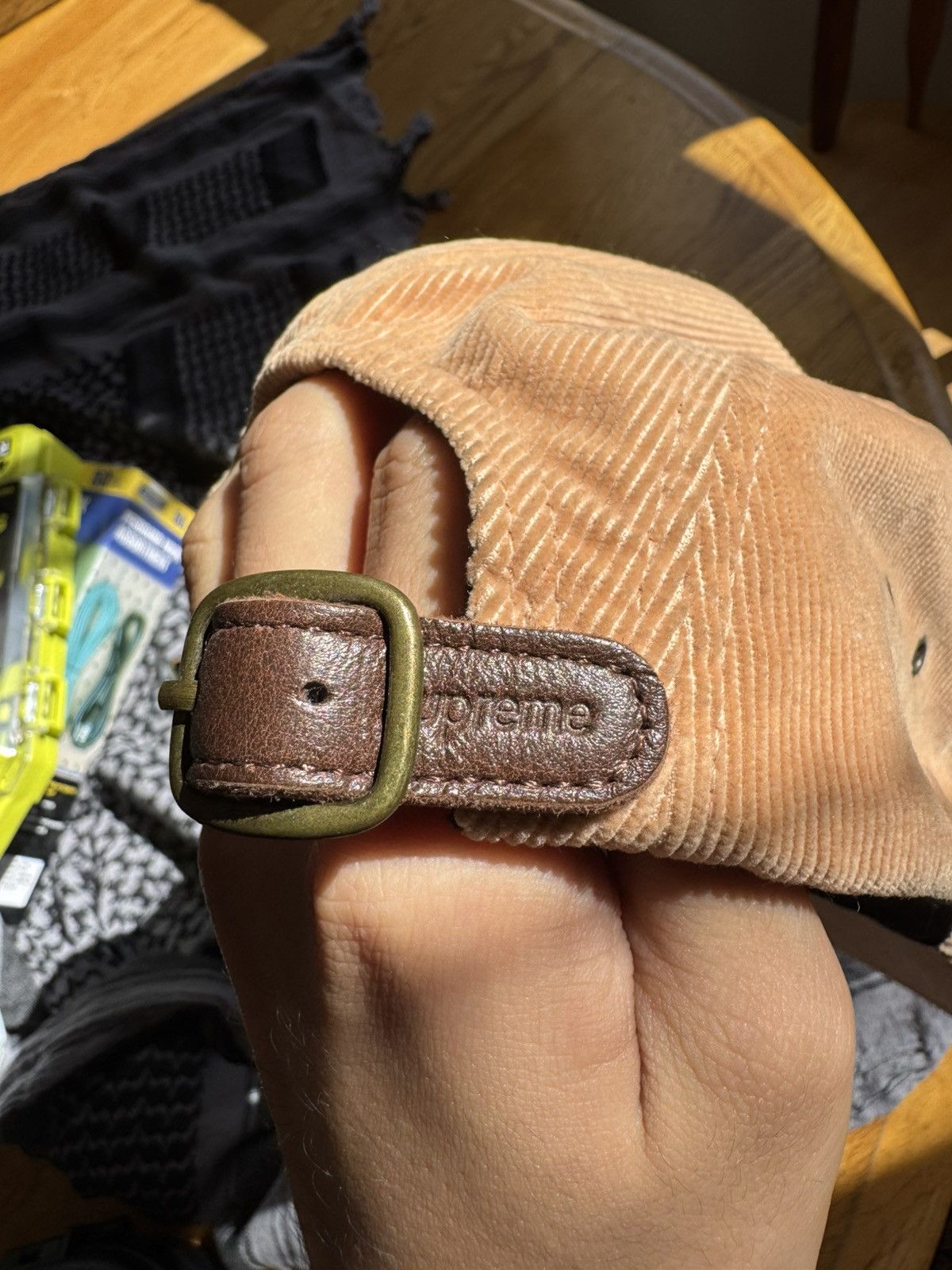 Supreme × Vintage Supreme Peach Corduroy Box Logo Camp Cap Size ONE SIZE - 3 Thumbnail