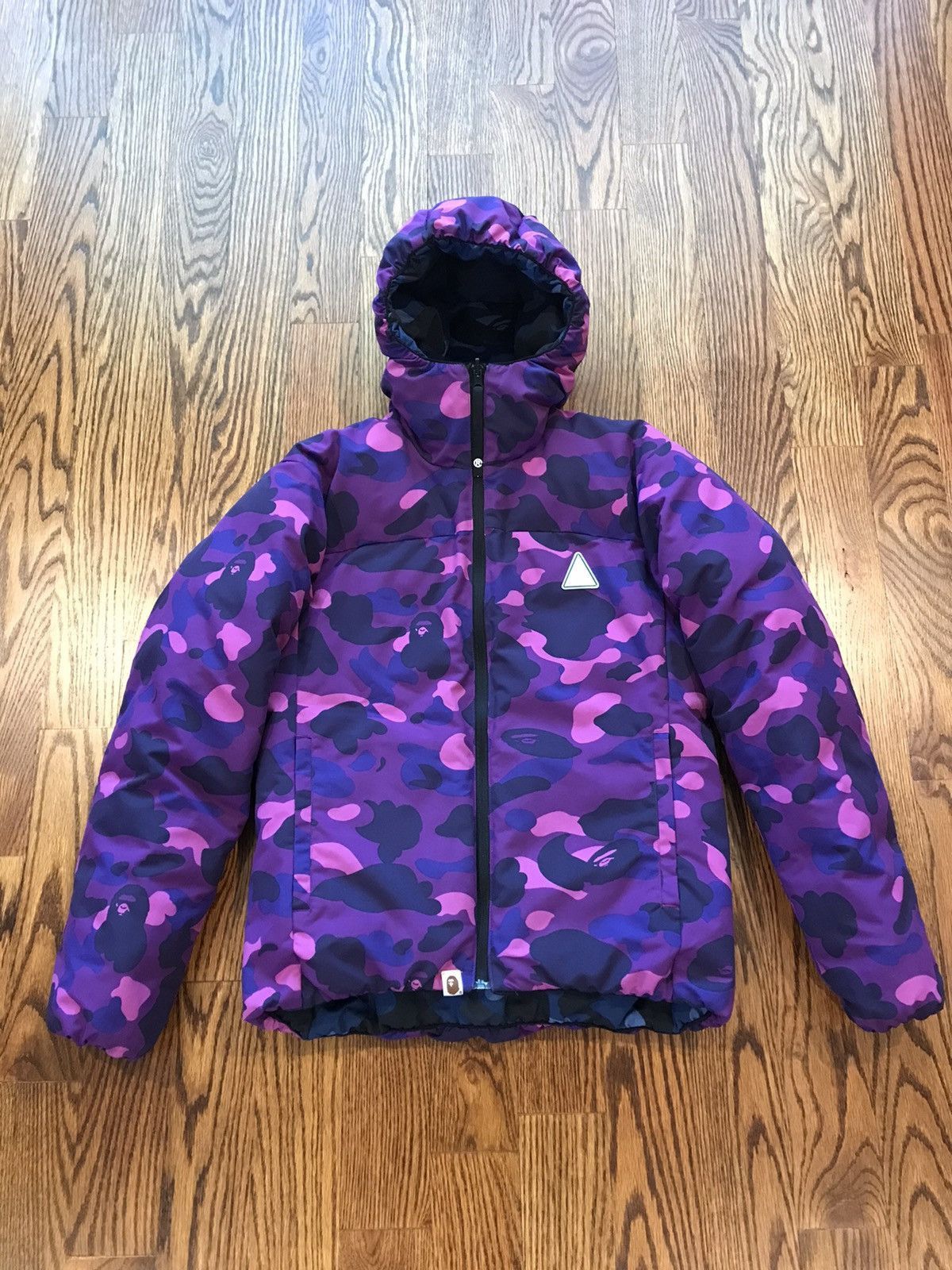 image of Bape Purple / Blue Camo Reversible Down Jacket Size Small in Blue Purple, Men's