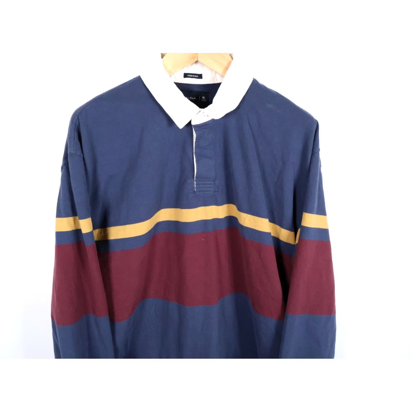 Abercrombie & Fitch Abercrombie & Fitch Polo Shirt Men's XL Blue Red Stripe Rugby Oversized Preppy Shirt Size US XL / EU 56 / 4 - 4 Thumbnail