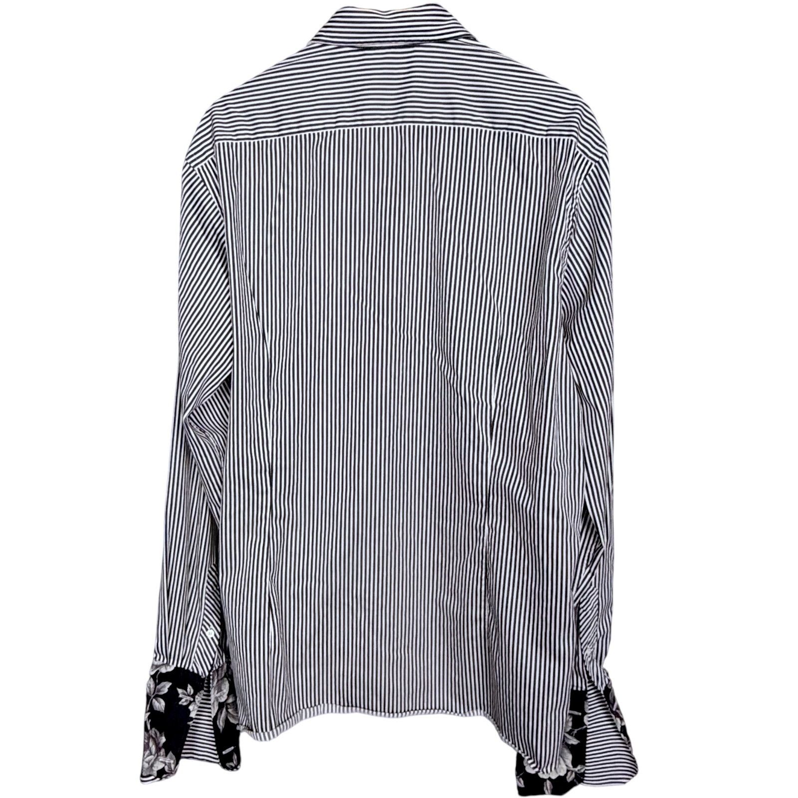 Ted Baker Ted Baker Black White Striped Flip Cuff Men's Dress Shirt XL Size US XL / EU 56 / 4 - 2 Thumbnail