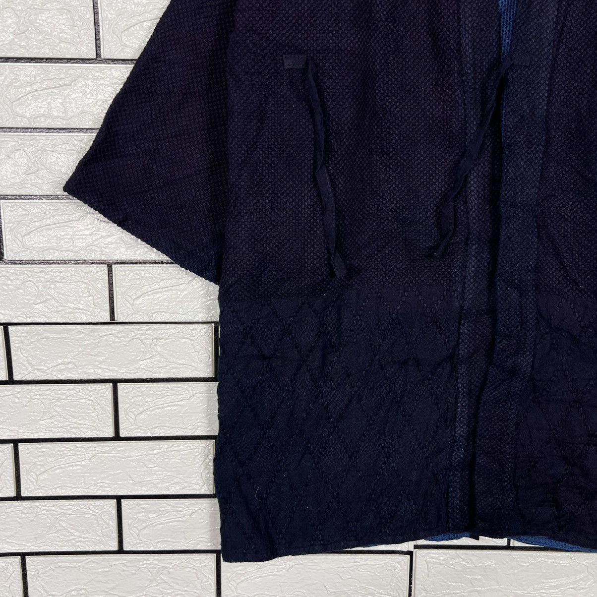 Japanese Brand Indigo Bushu Navy Blue Sashiko Thick Weave Kimono #4155-C190 Size US L / EU 52-54 / 3 - 5 Thumbnail