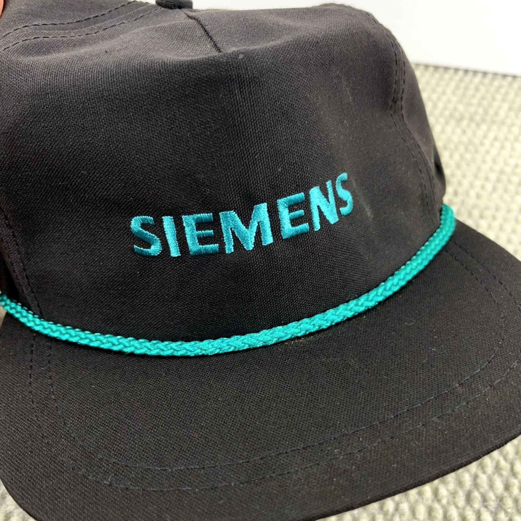 Coal VINTAGE Siemens Hat Cap Snap Back Trucker Rope Black Blue Made In USA 90s Coal F Size ONE SIZE - 3 Thumbnail