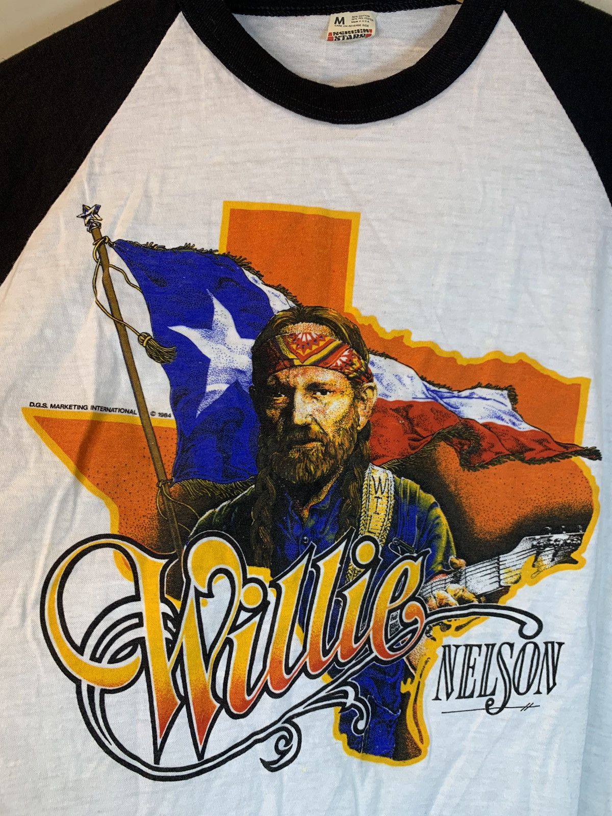 Band Tees × Vintage *RARE* Vintage 1984 Willie Nelson Single Stitch Raglan Shirt Size US M / EU 48-50 / 2 - 2 Thumbnail