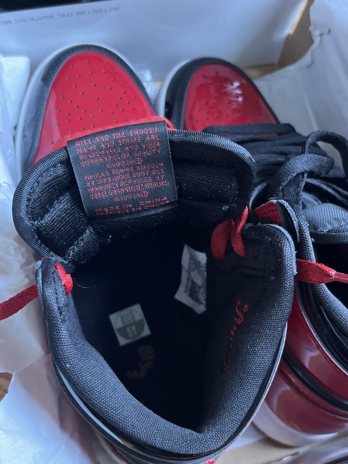Jordan Brand × Nike Patent Bred Jordan1s Size US 5 / IT 35 - 5 Thumbnail